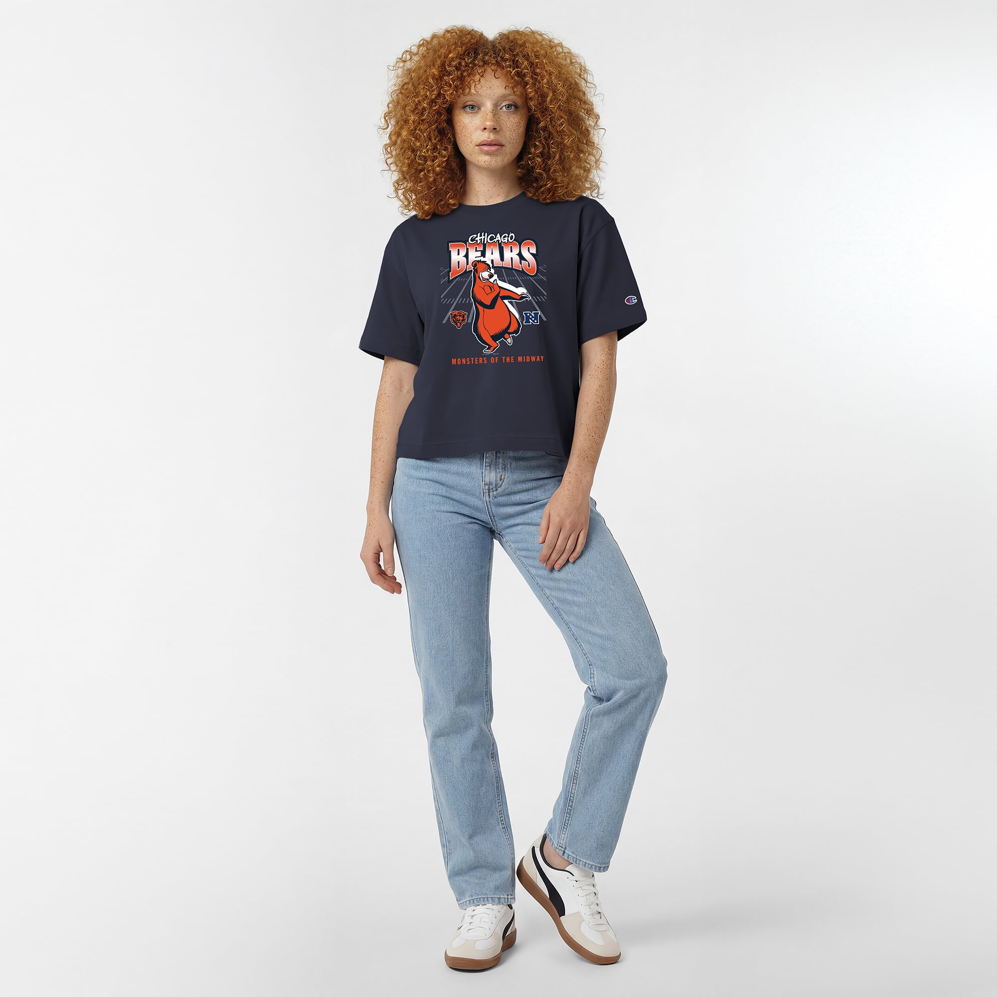 T-shirt Baloo All-Star bleu marine des Chicago Bears de Disney x Champion Athletic pour femmes
