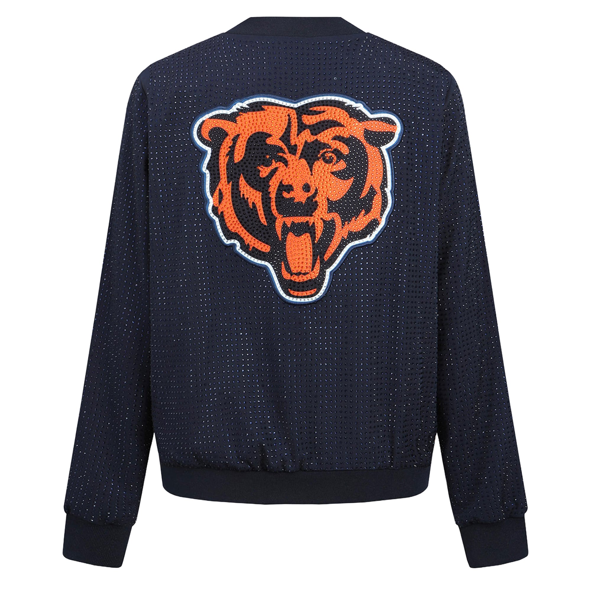 Veste bomber zippée intégrale FABGATING by Cuce bleu marine Chicago Bears Crystal pour femme