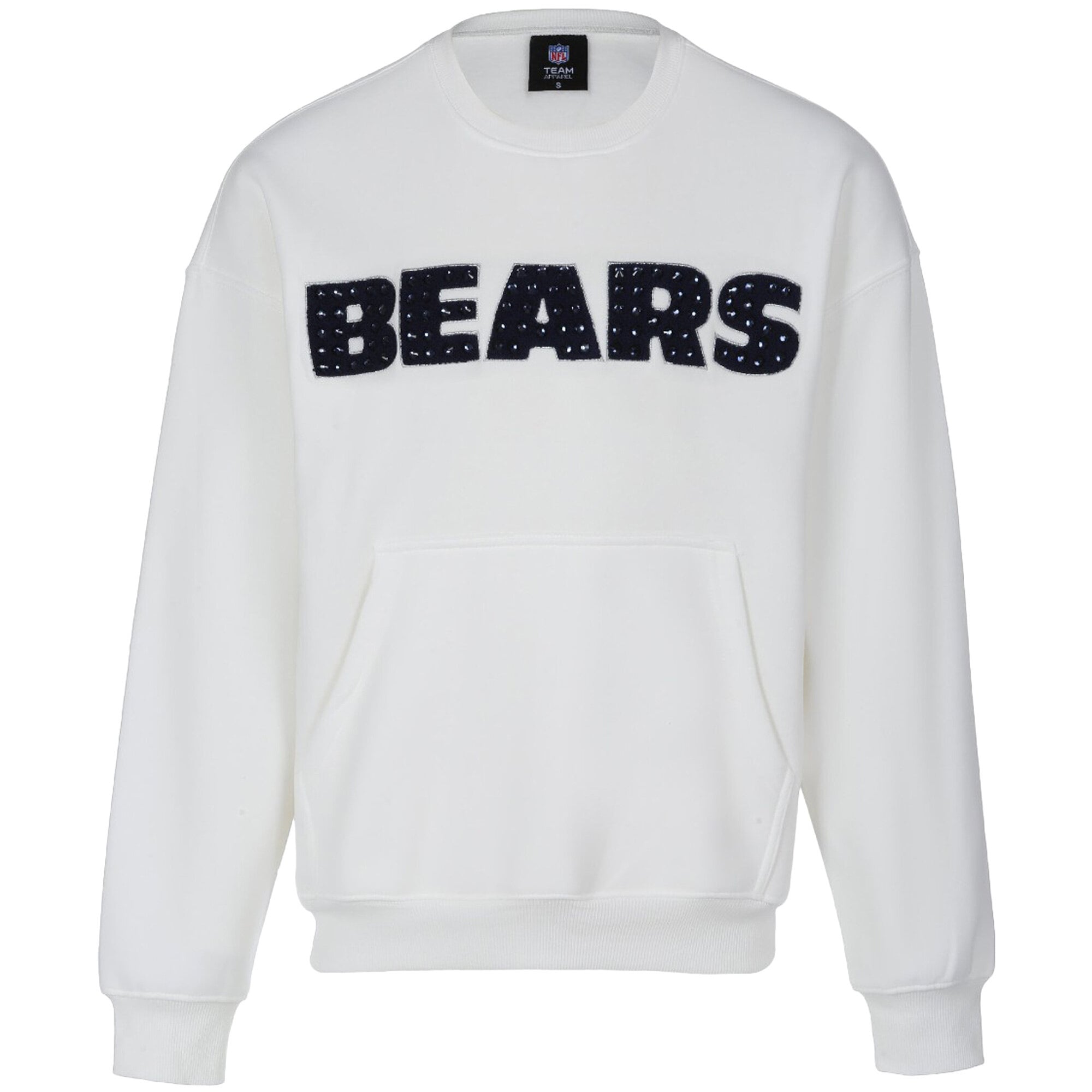 Sweat-shirt à bijoux en chenille blanc FABGATING by Cuce pour femme, aux couleurs des Chicago Bears.
