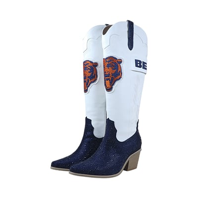  Chicago Bears FABGATING by Cuce Women's Crystal Cowboy Boots - White