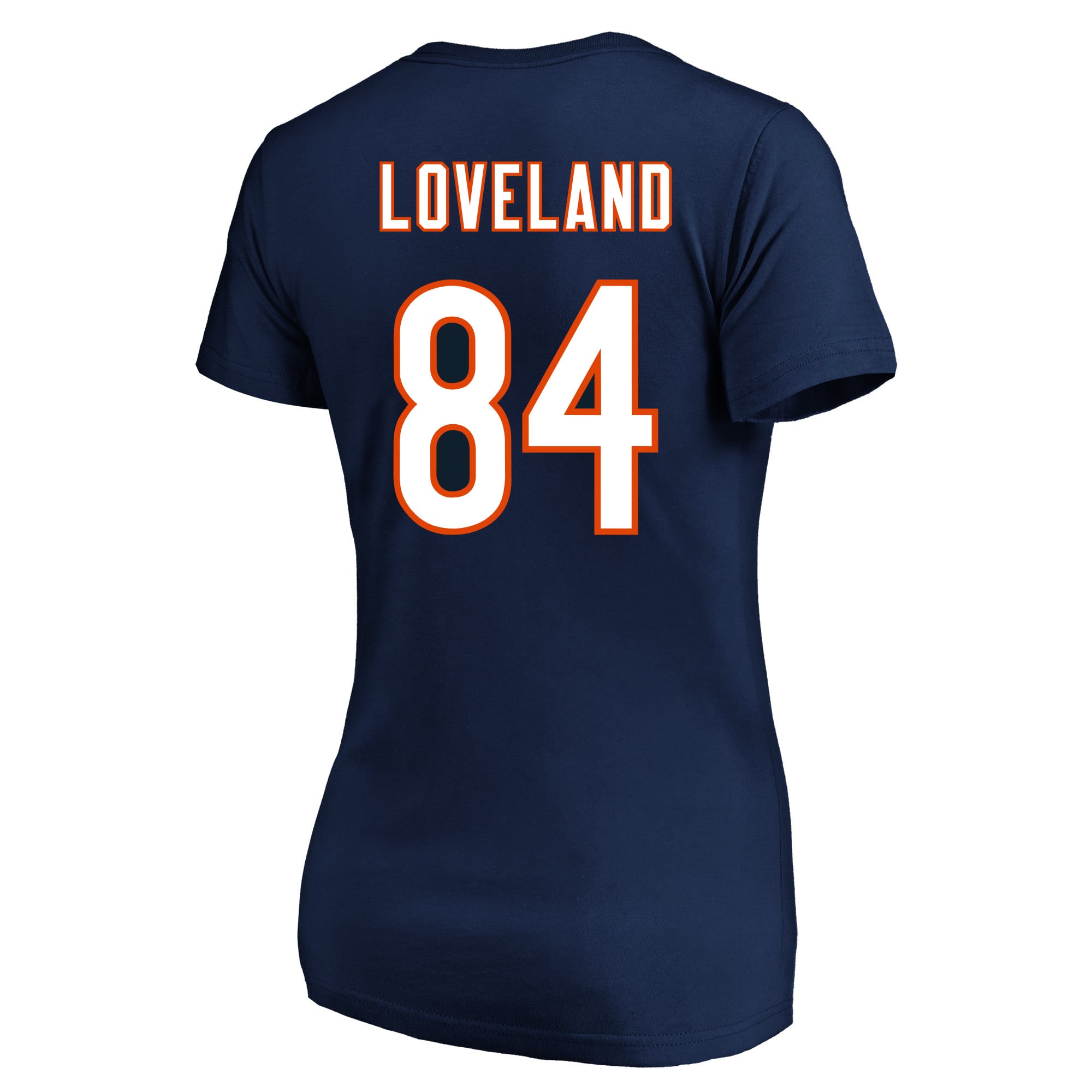 T-shirt à col en V pour femme Fanatics Colston Loveland Navy Chicago Bears, grande taille, nom et numéro