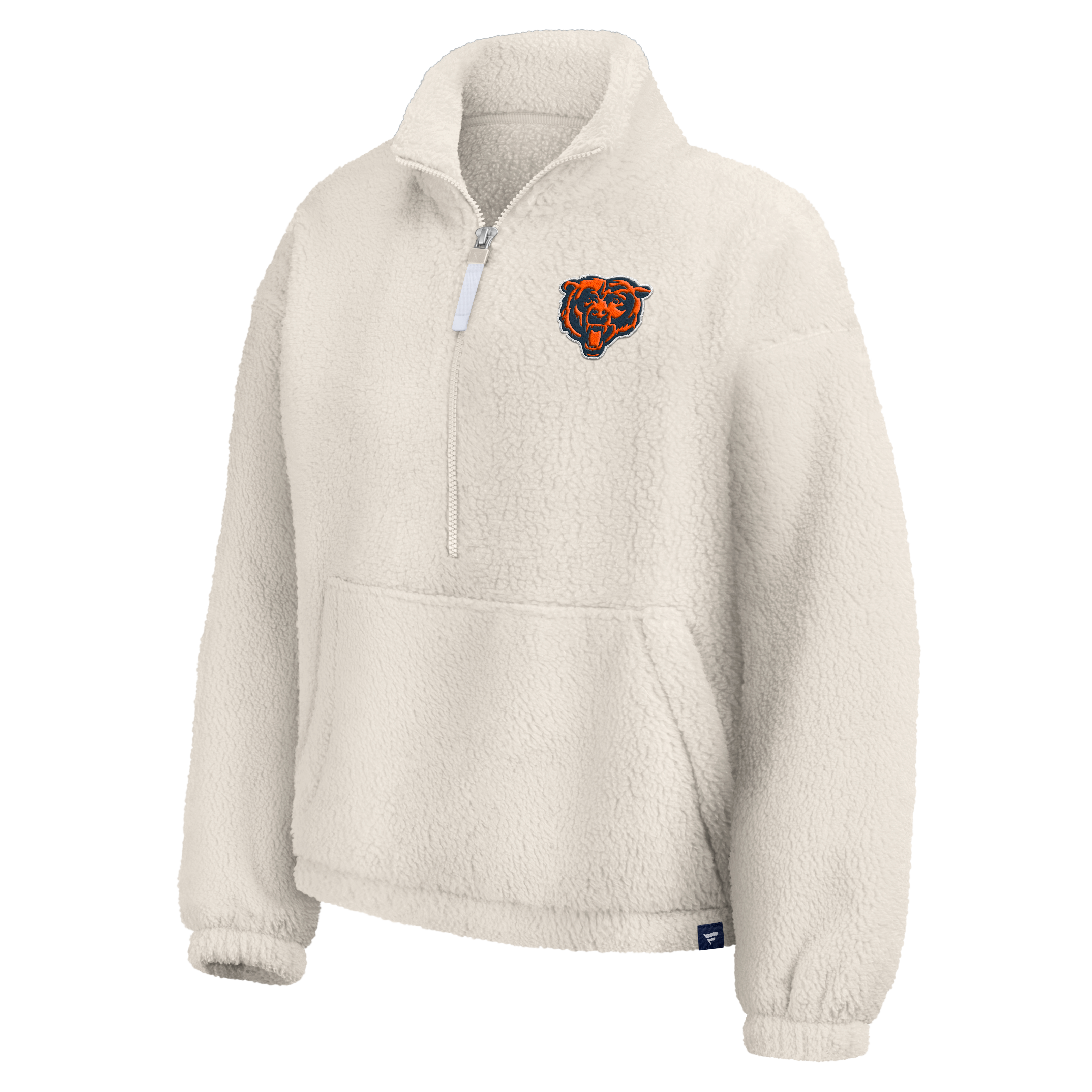 Pull-over oversize à demi-zip en sherpa crème Chicago Bears pour femme (Fanatics)