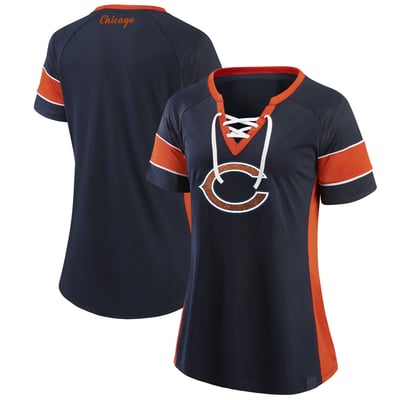 Chicago Bears Fanatics Women's All Pro Raglan Lace-Up T-Shirt - Navy