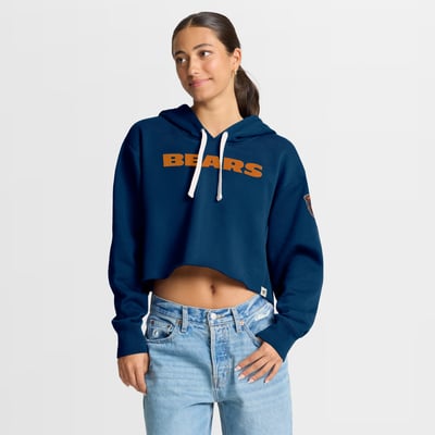 Chicago Bears Fanatics Women's Oversized Heritage Cropped Hoodie - Navy