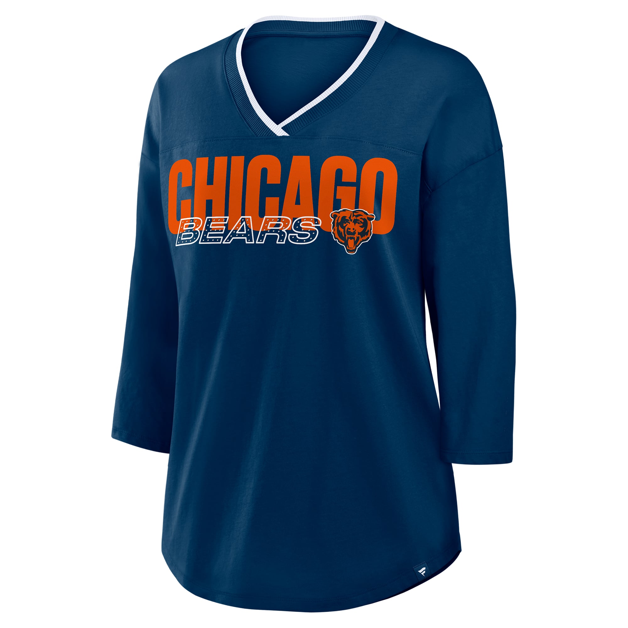 Women's Fanatics Navy Chicago Bears Plus Deceptive Juke 3/4-Sleeve V-Neck T-Shirt
