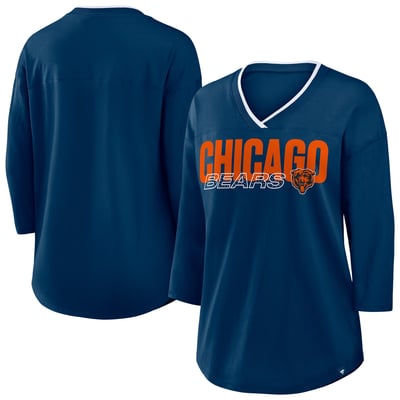 Chicago Bears Fanatics Women's Plus Size Deceptive Juke 3/4-Sleeve V-Neck T-Shirt - Navy