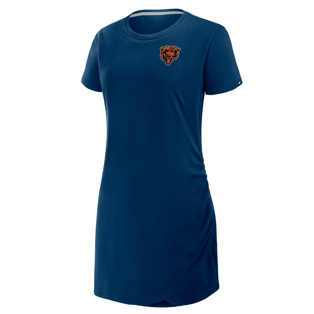 Women's Fanatics Navy Chicago Bears Ruched Drape T-Shirt Dress
