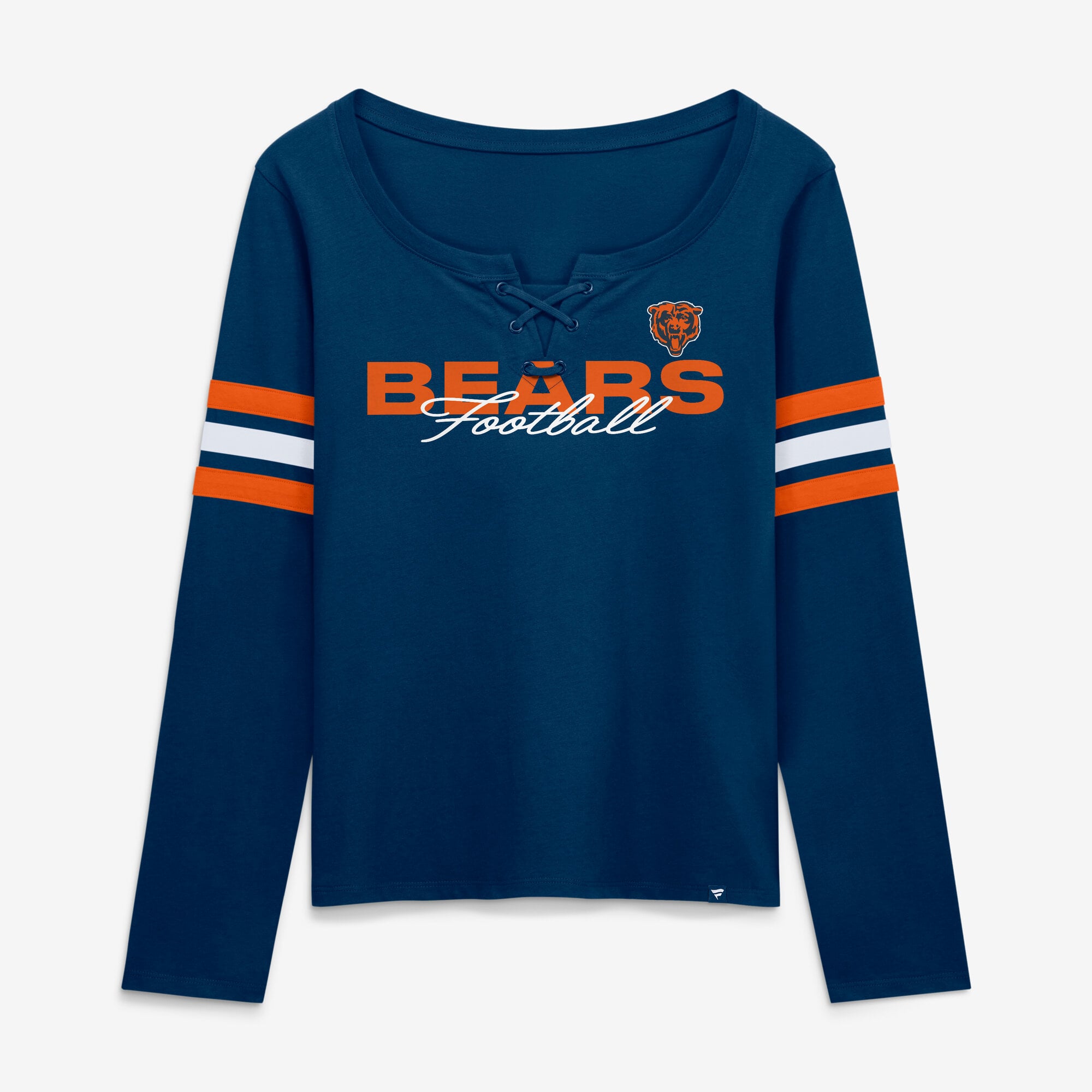 Women's Fanatics  Navy Chicago Bears Team First Coverage Scheme Lace-Up Long Sleeve T-Shirt