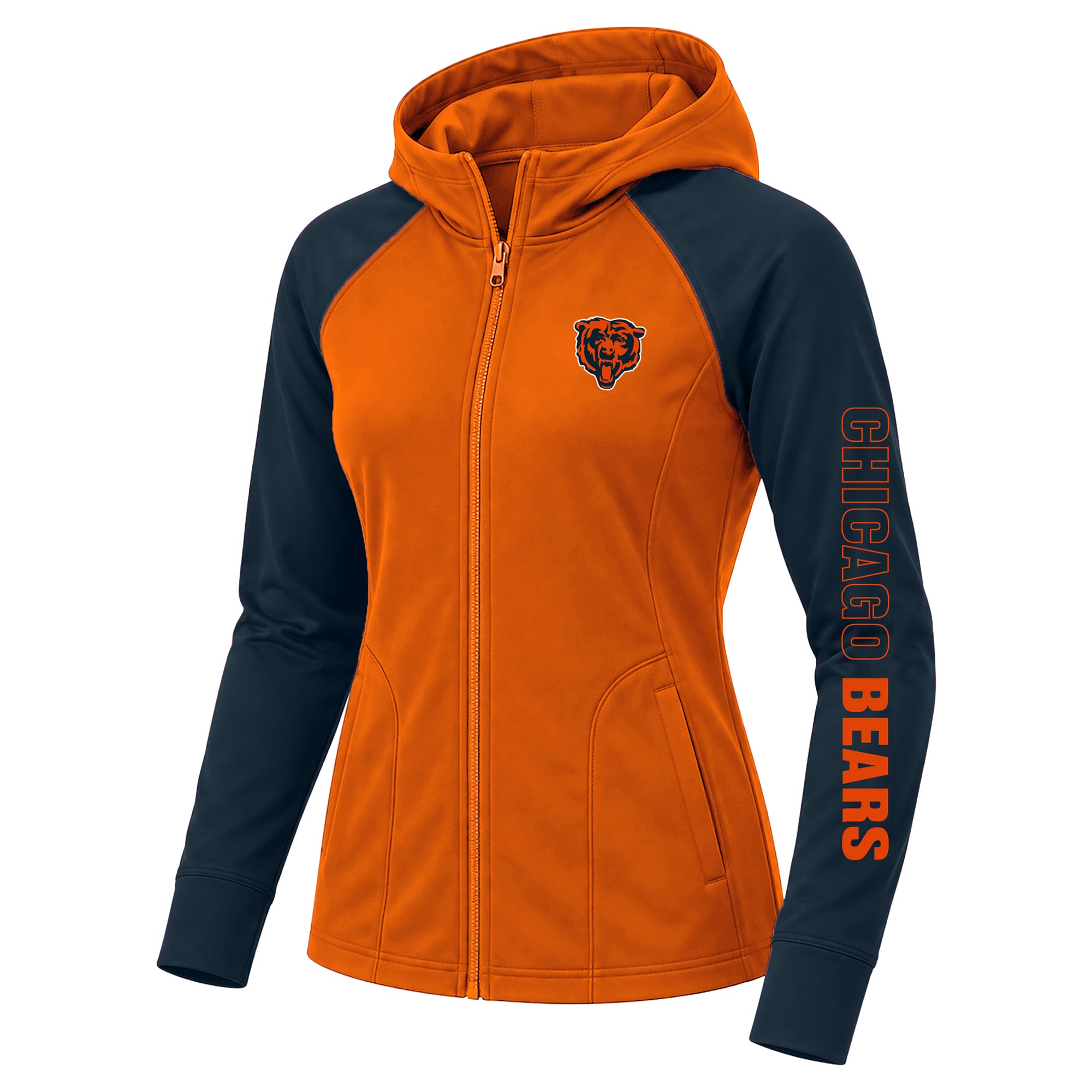 Women's Fanatics Orange/Navy Chicago Bears Plus Cornerback Blitz Full-Zip Hoodie