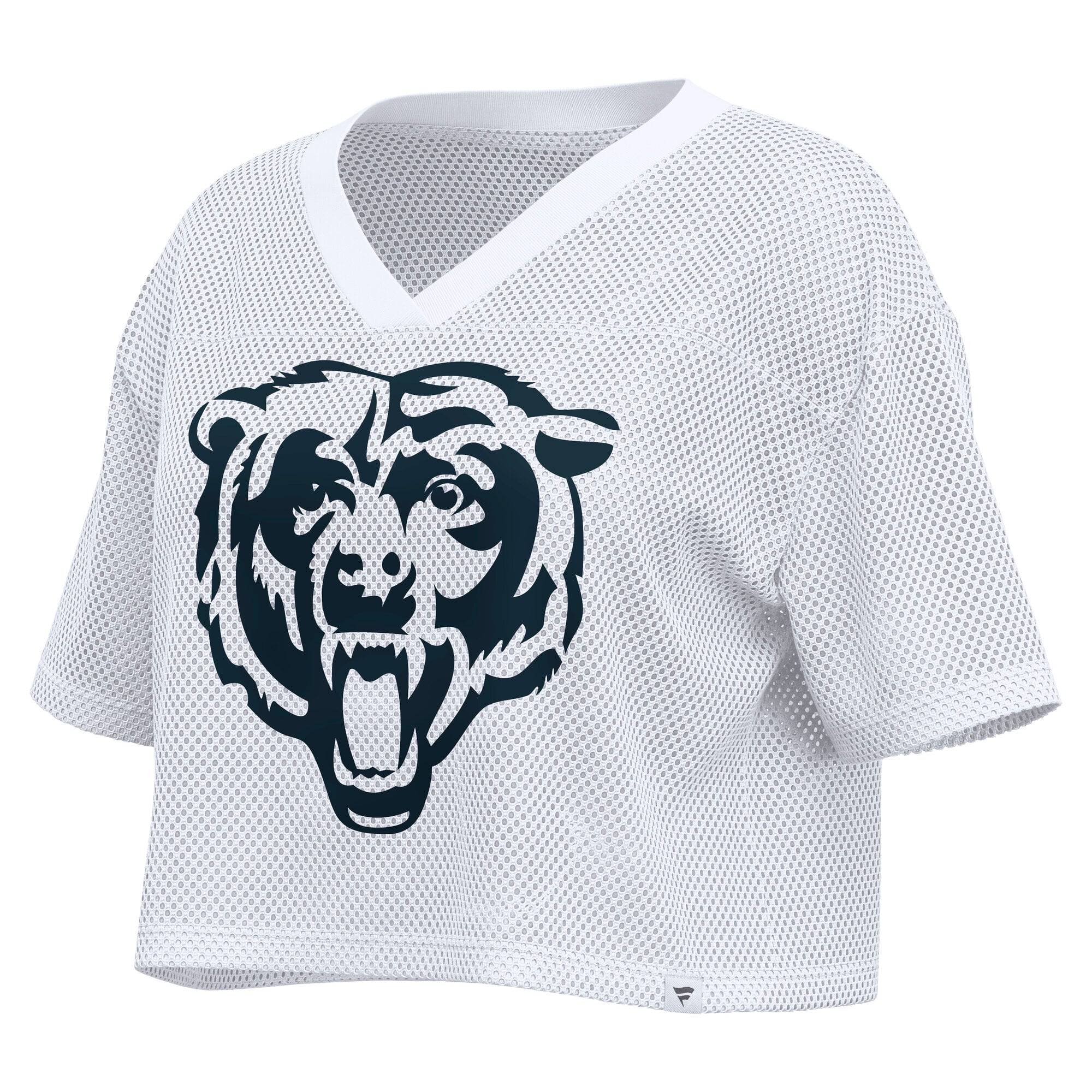 Maillot Fanatics blanc pour femmes, Chicago Bears, oversize, en maille, court, col V