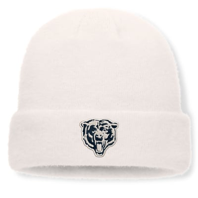 Chicago Bears Fanatics Women's Puff Fuzzy Fleece Cuffed Knit Hat - White