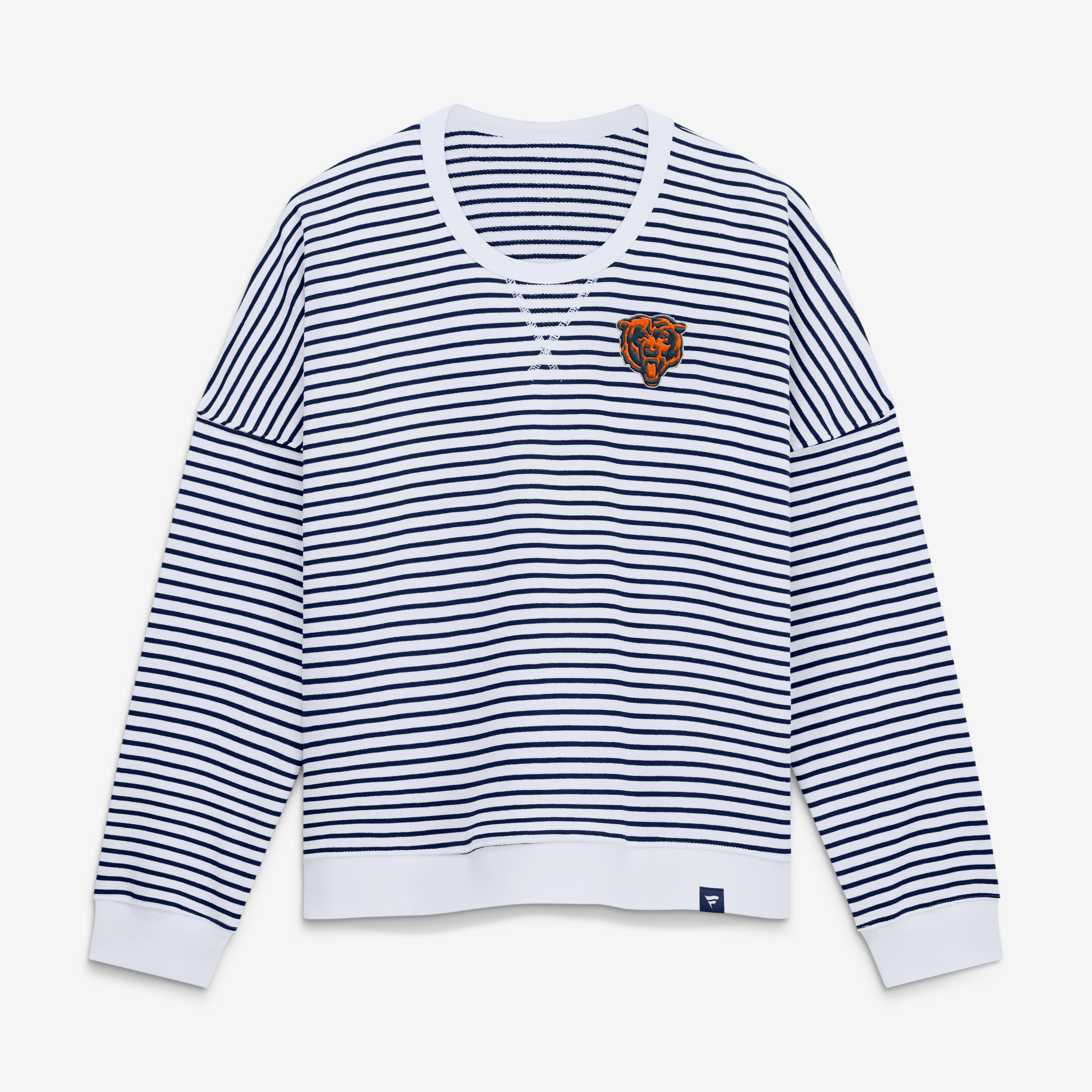Sweat-shirt oversize rayé blanc/marine Chicago Bears pour femme (Fanatics)