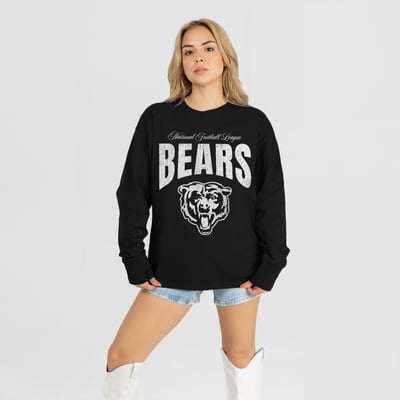 Chicago Bears Gameday Couture Women's Bold Ambition Oversized Long Sleeve T-Shirt - Black