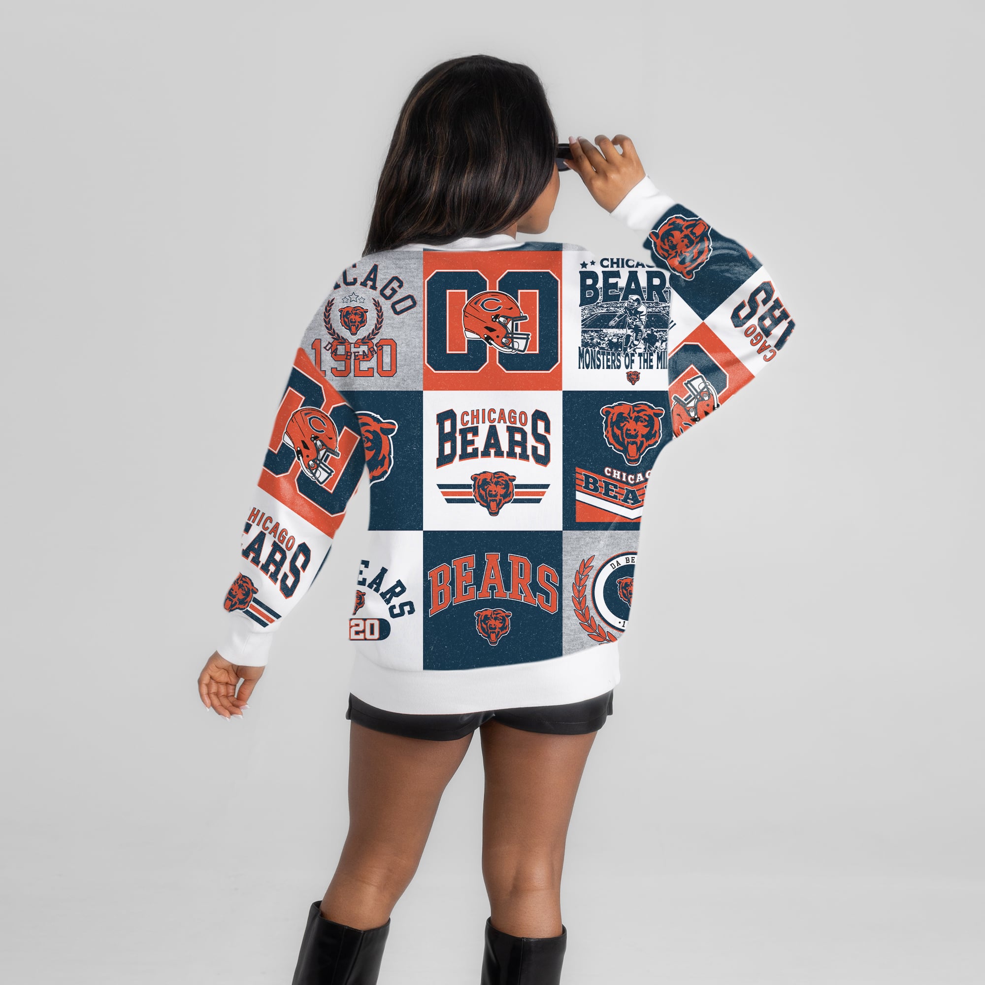 Sweat-shirt en polaire premium blanc Chicago Bears Highlight Reel Repeat pour femme