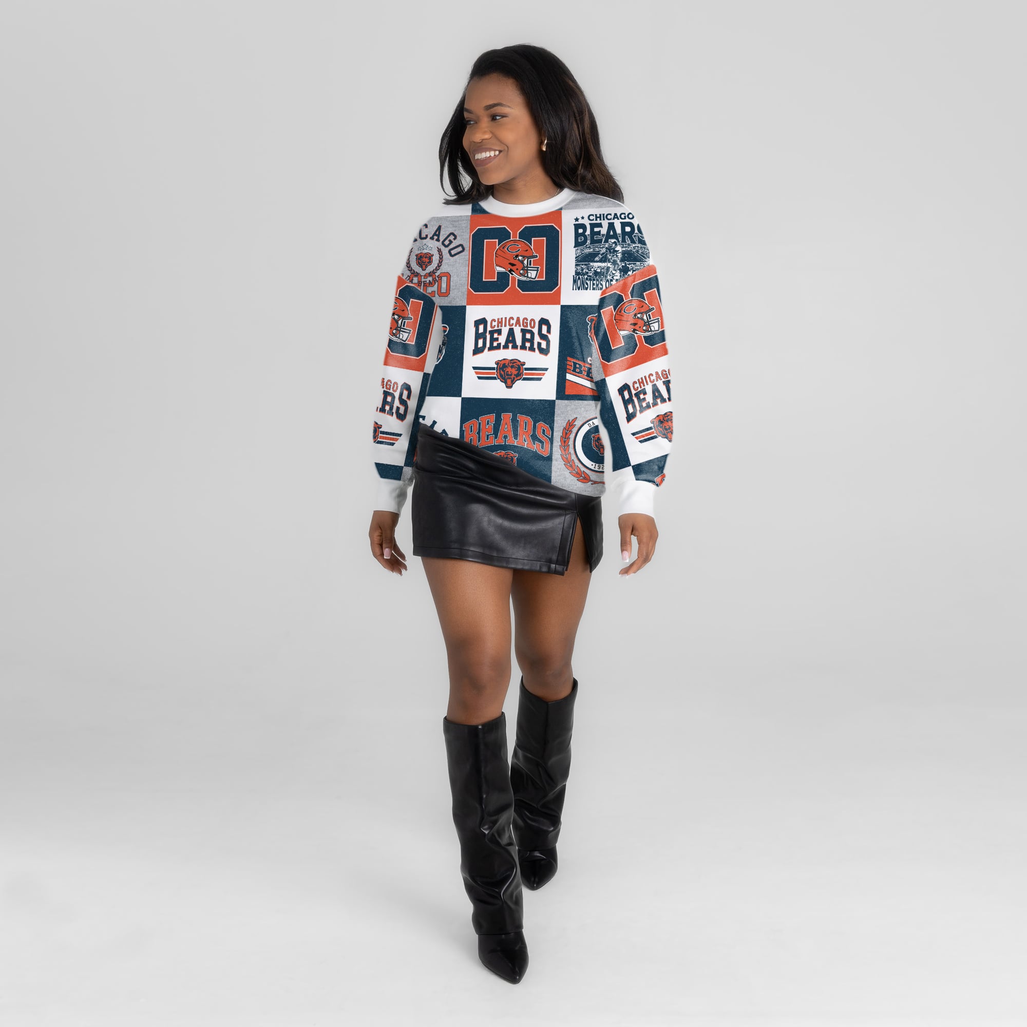Sweat-shirt en polaire premium blanc Chicago Bears Highlight Reel Repeat pour femme