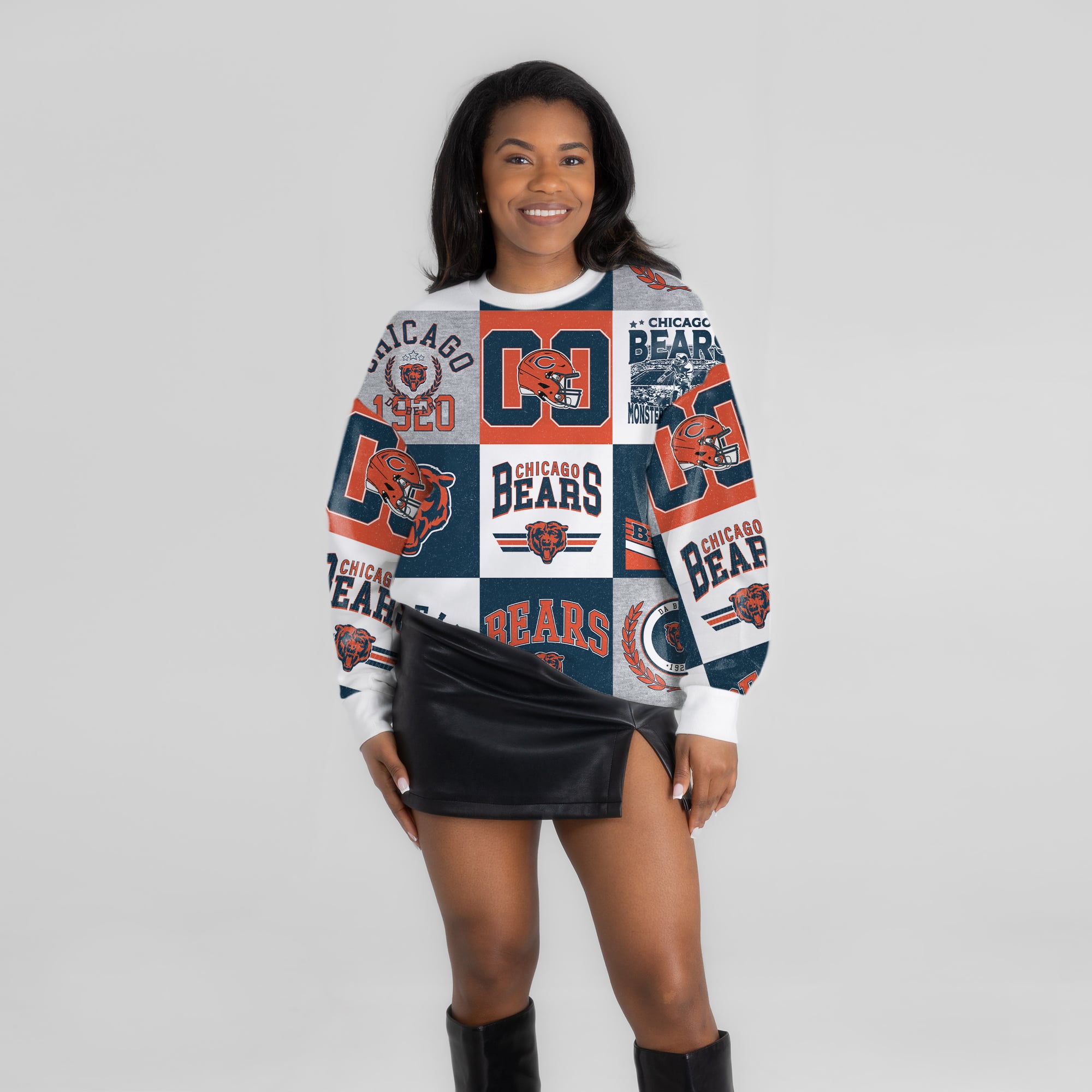Sweat-shirt en polaire premium blanc Chicago Bears Highlight Reel Repeat pour femme