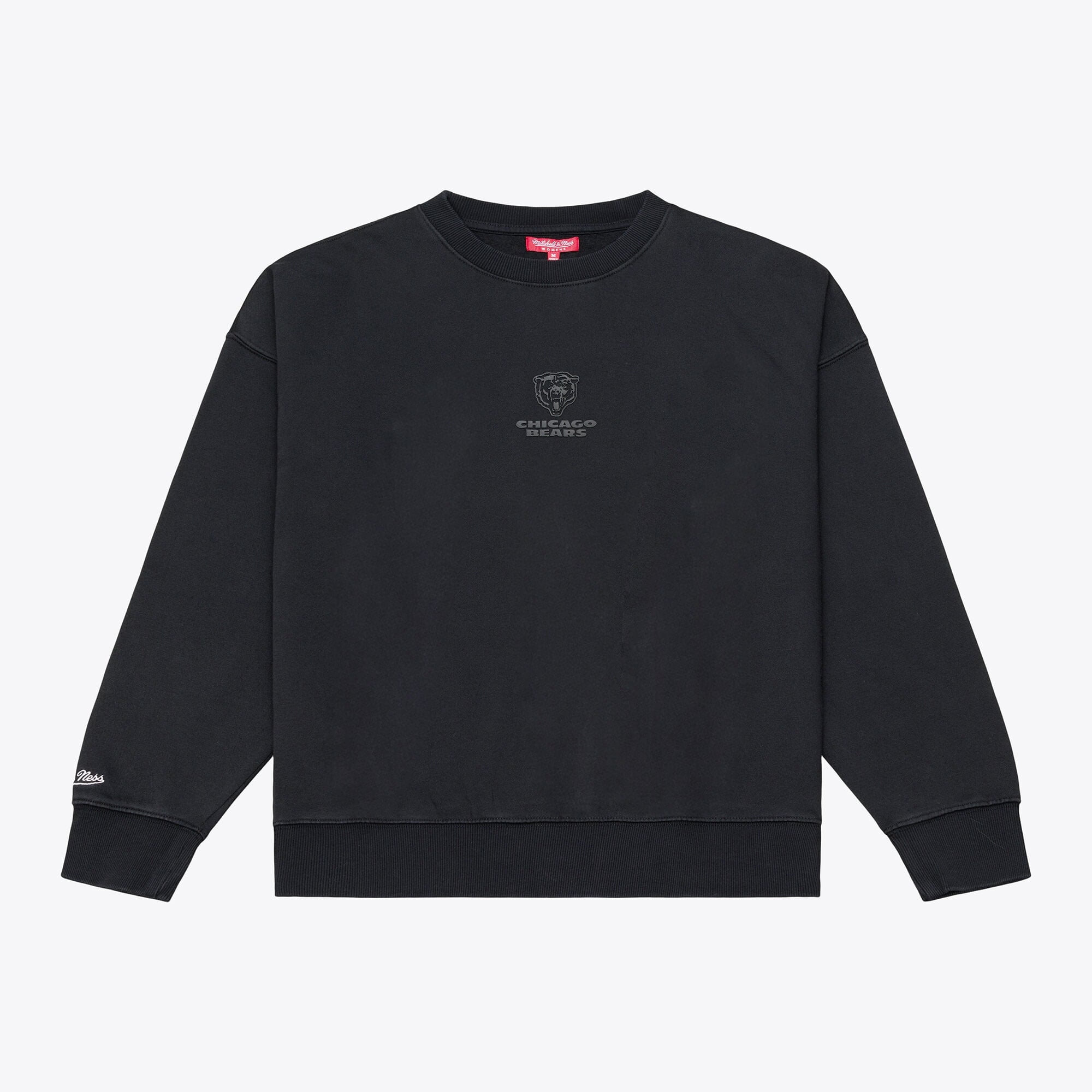 Women's Mitchell & Ness Black Chicago Bears Core Essentials Micro Logo Fleece Sweatshirt