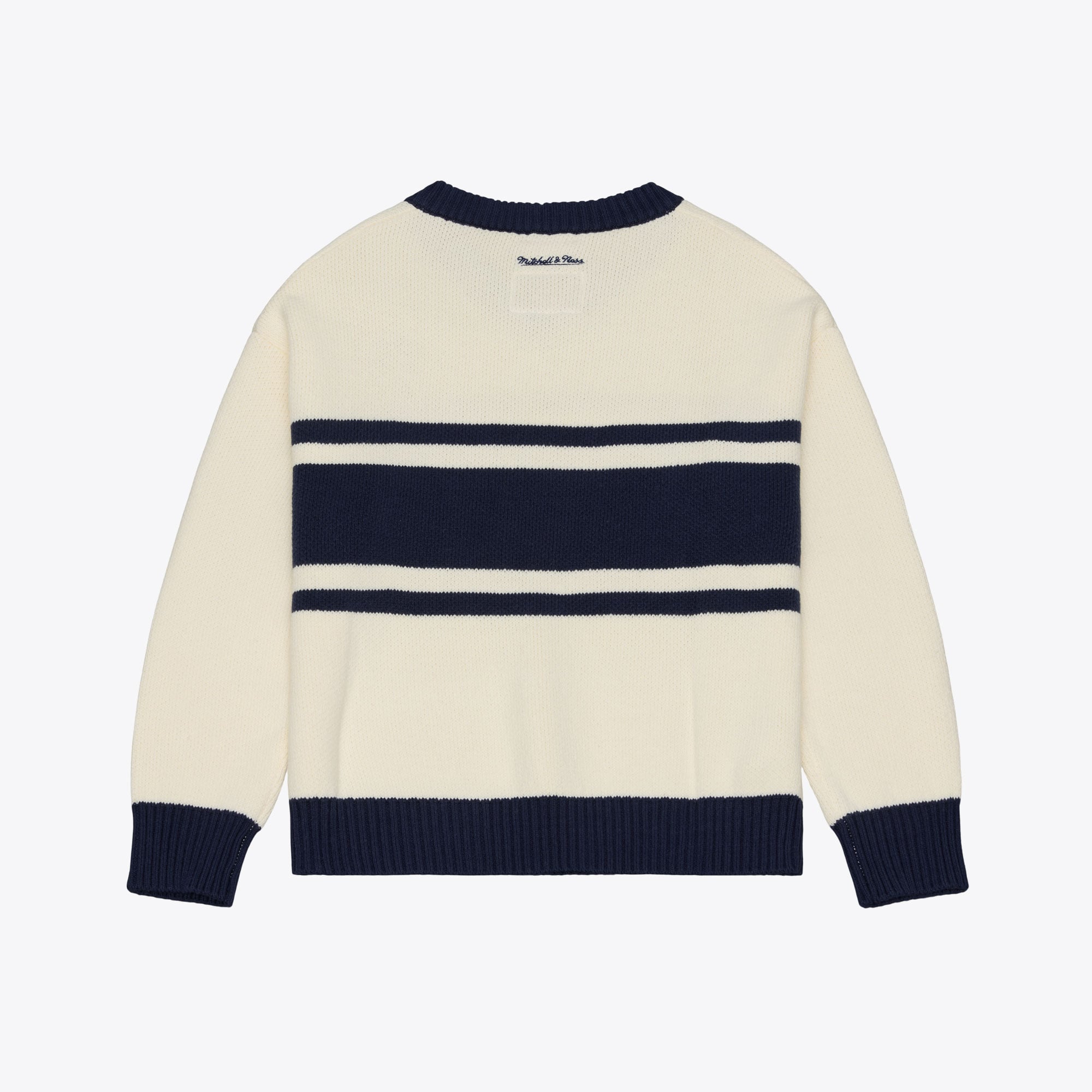 Women's Mitchell & Ness Cream/Navy Chicago Bears Retro Roots V-Neck Sweater