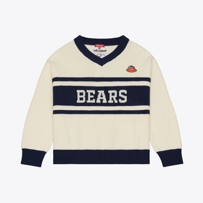 Chicago Bears Mitchell & Ness Women's Retro Roots V-Neck Sweater - Cream/Navy