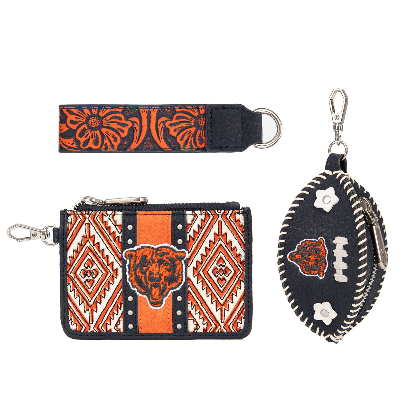 Portefeuille et bracelet porte-clés football Montana West Chicago Bears pour femme
