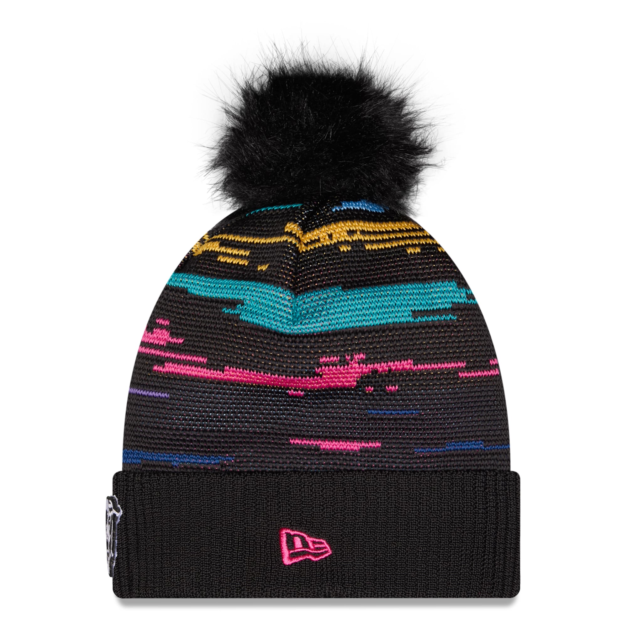 Women's New Era Black Chicago Bears 2026 NFL Crucial Catch Cuffed Knit Hat with Pom