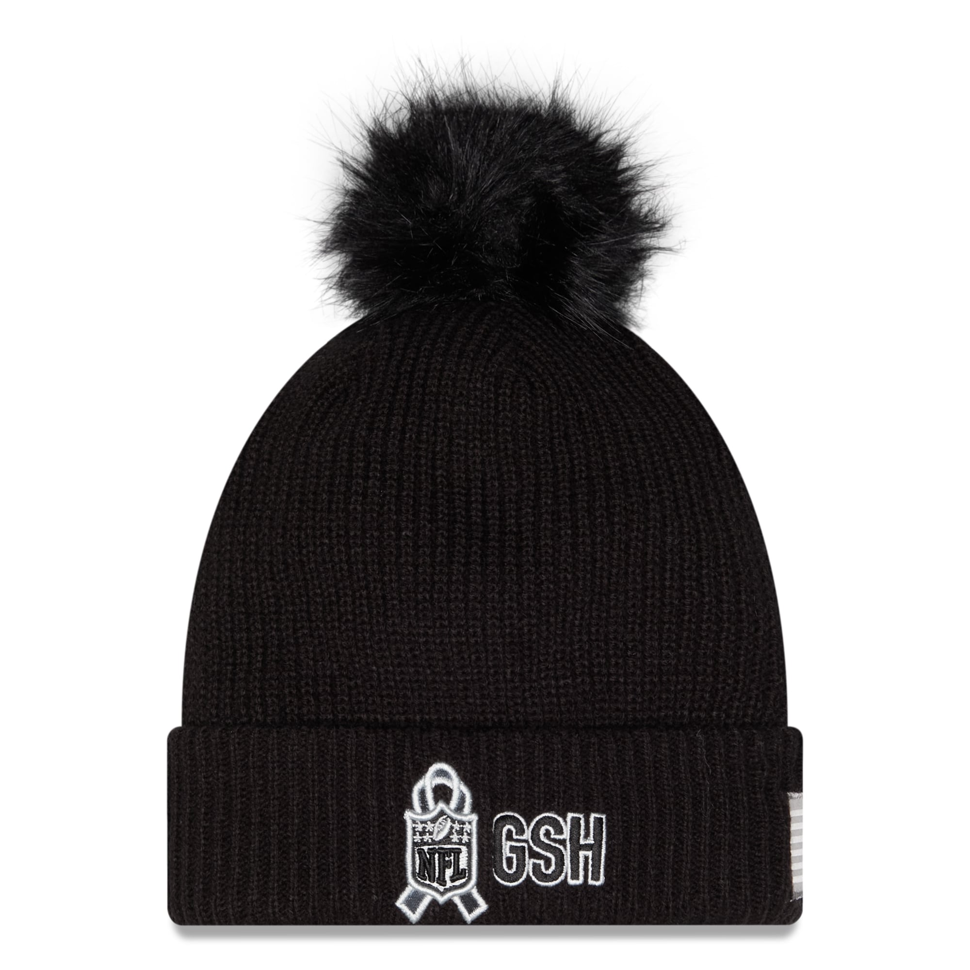 Bonnet à revers New Era noir pour femme, Chicago Bears 2026 Salute To Service, avec pompon