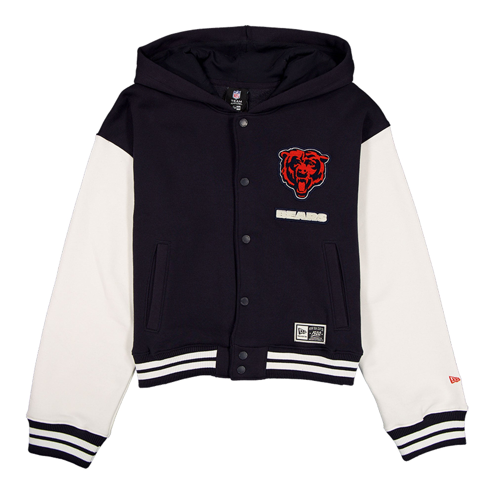 Women's New Era Chicago Bears Navy Throwback Full-Snap Hooded Jacket