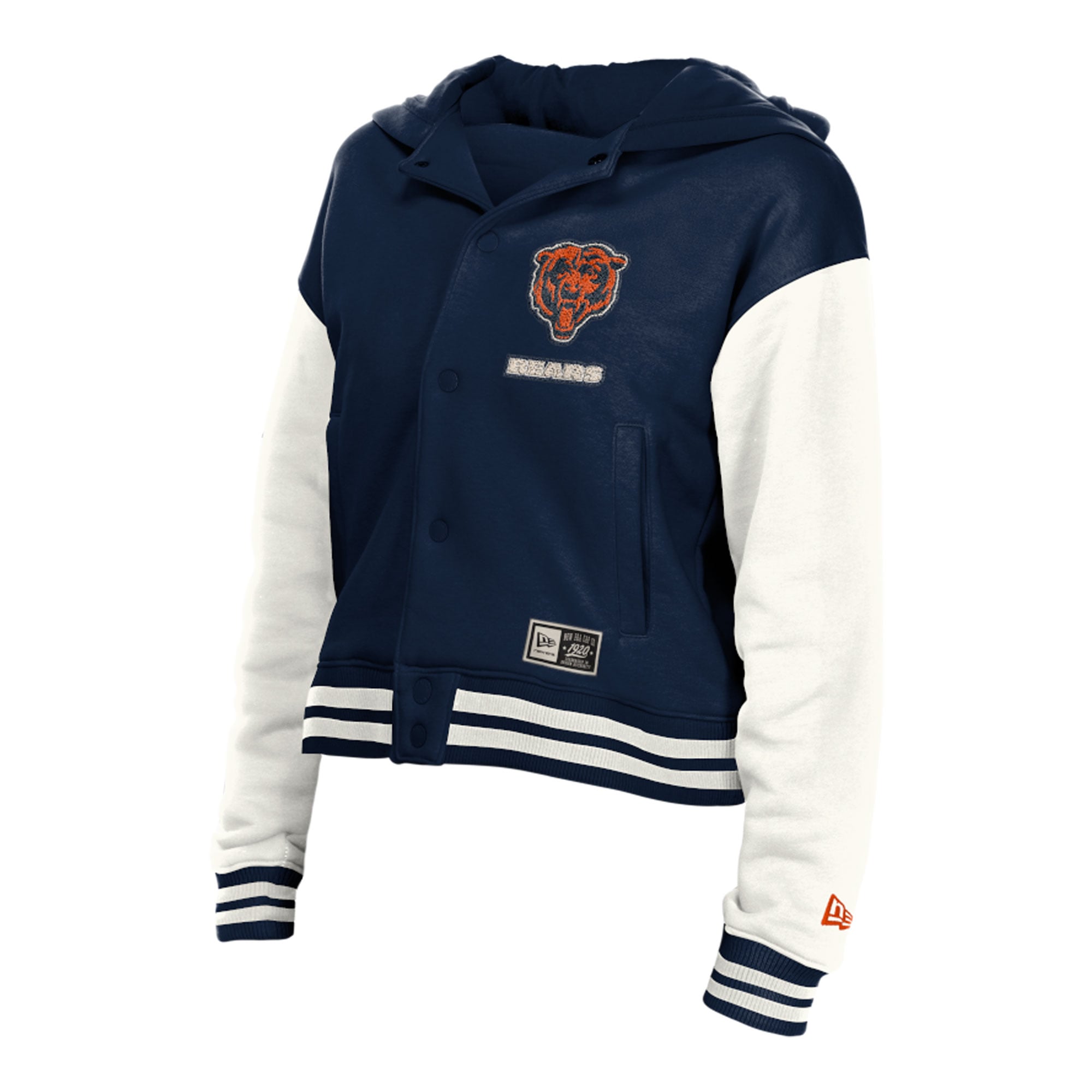 Women's New Era Chicago Bears Navy Throwback Full-Snap Hooded Jacket