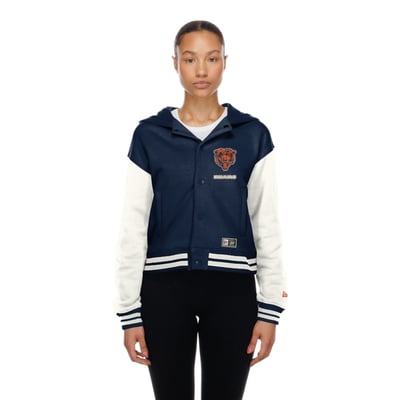  Chicago Bears New Era Women's Throwback Full-Snap Hooded Jacket - Navy