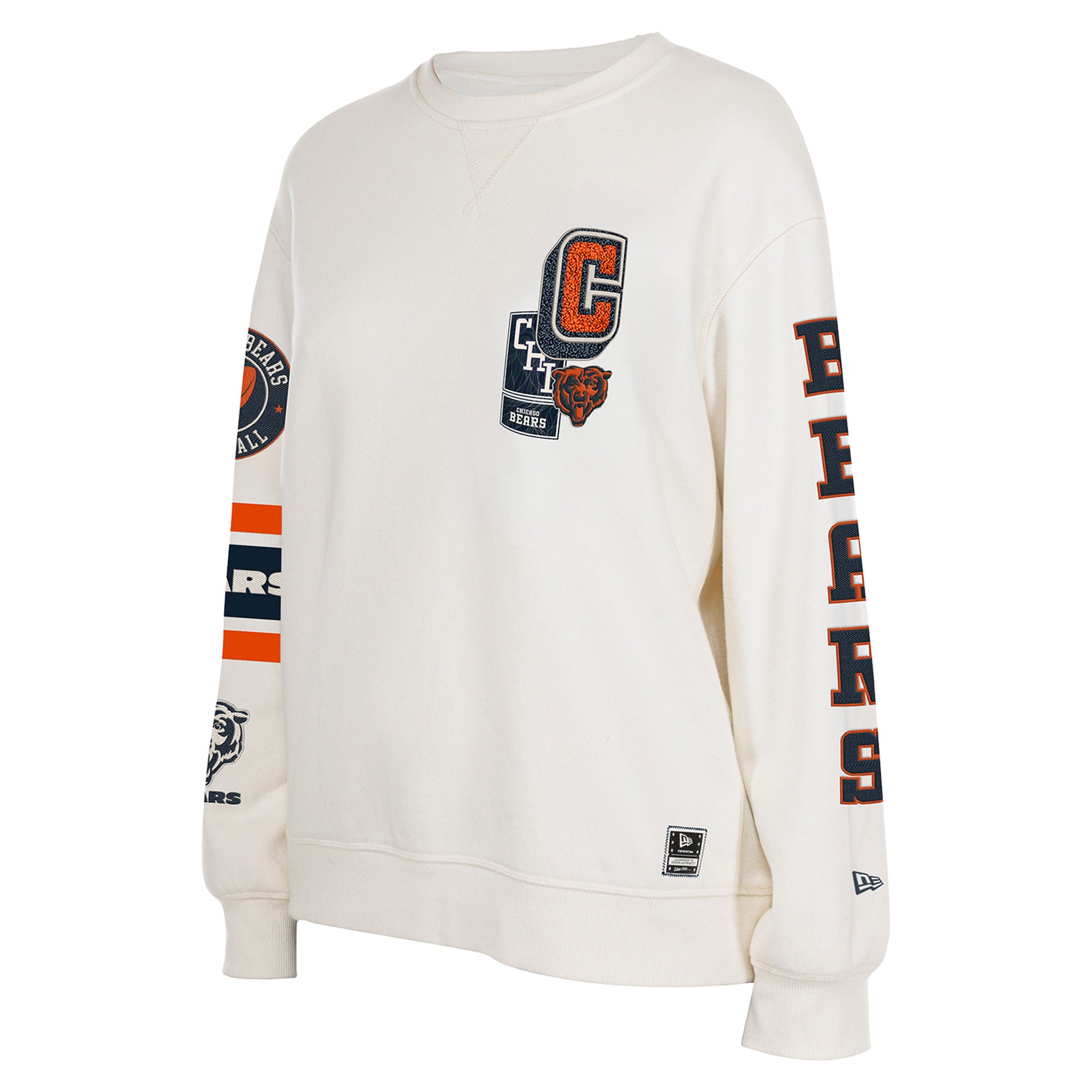 Sweat-shirt à col rond New Era crème Chicago Bears pour femme