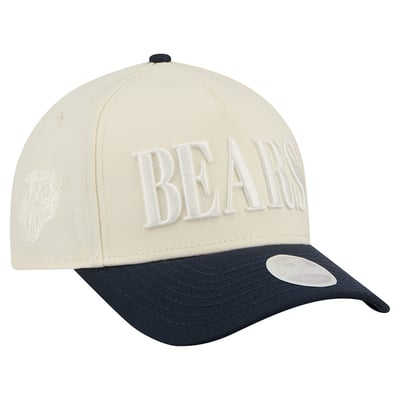 Chicago Bears New Era Women's Tonal A-Frame 9FORTY Adjustable Hat - Cream/Navy