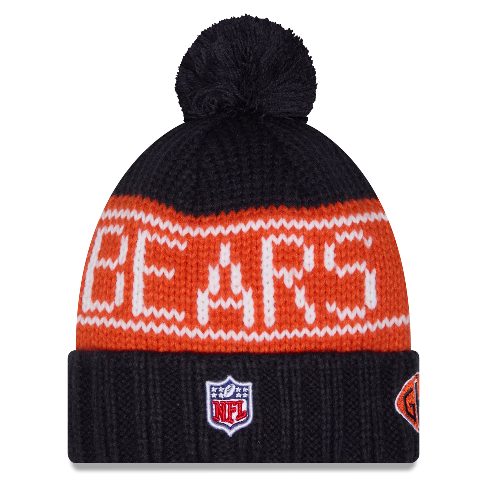 Women's New Era Navy Chicago Bears 2026 Rivalries Collection Cuffed Knit Hat with Pom
