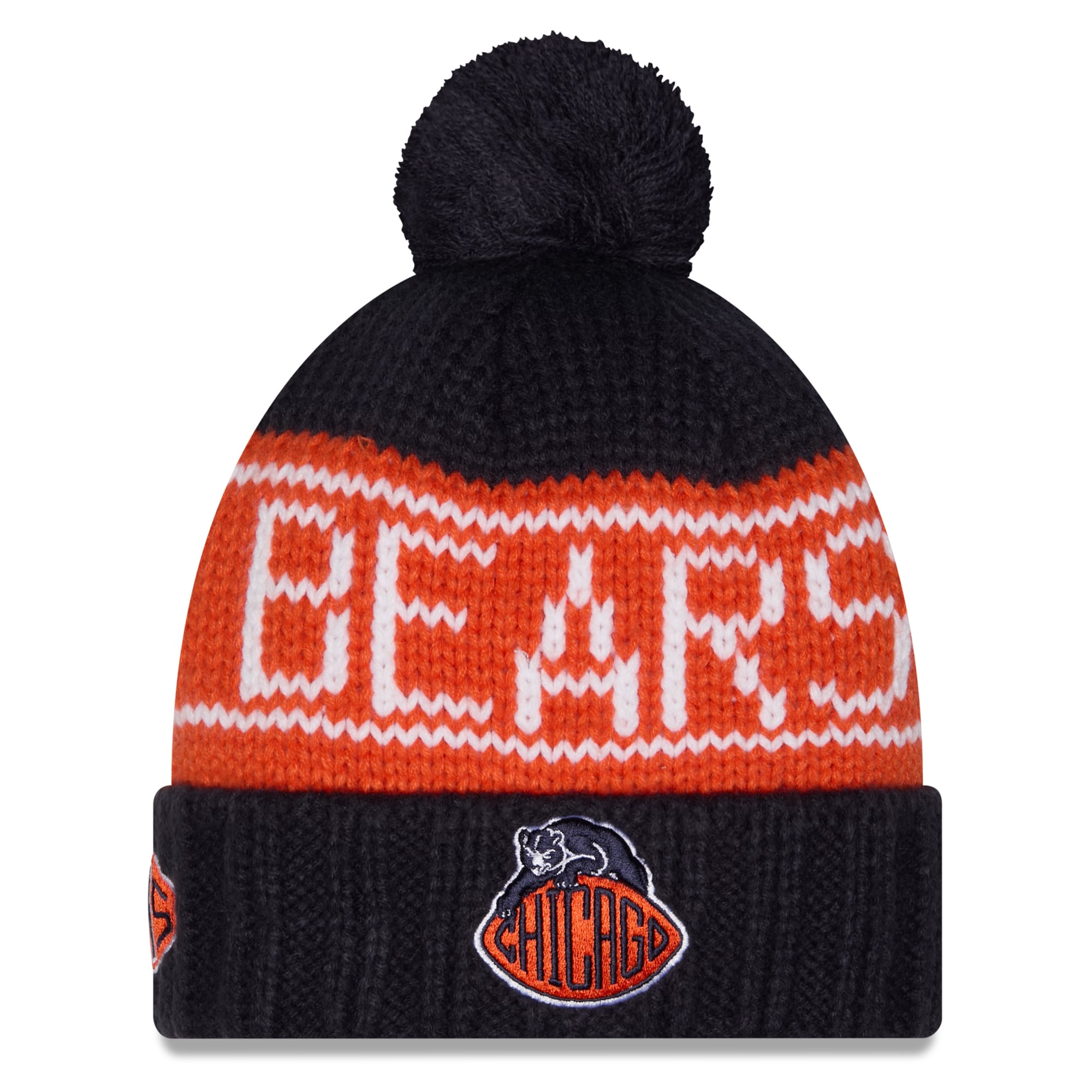 Women's New Era Navy Chicago Bears 2026 Rivalries Collection Cuffed Knit Hat with Pom
