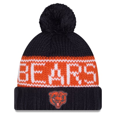 Chicago Bears New Era Women's 2026 Sideline Cold Weather  Cuffed Knit Hat with Pom - Navy