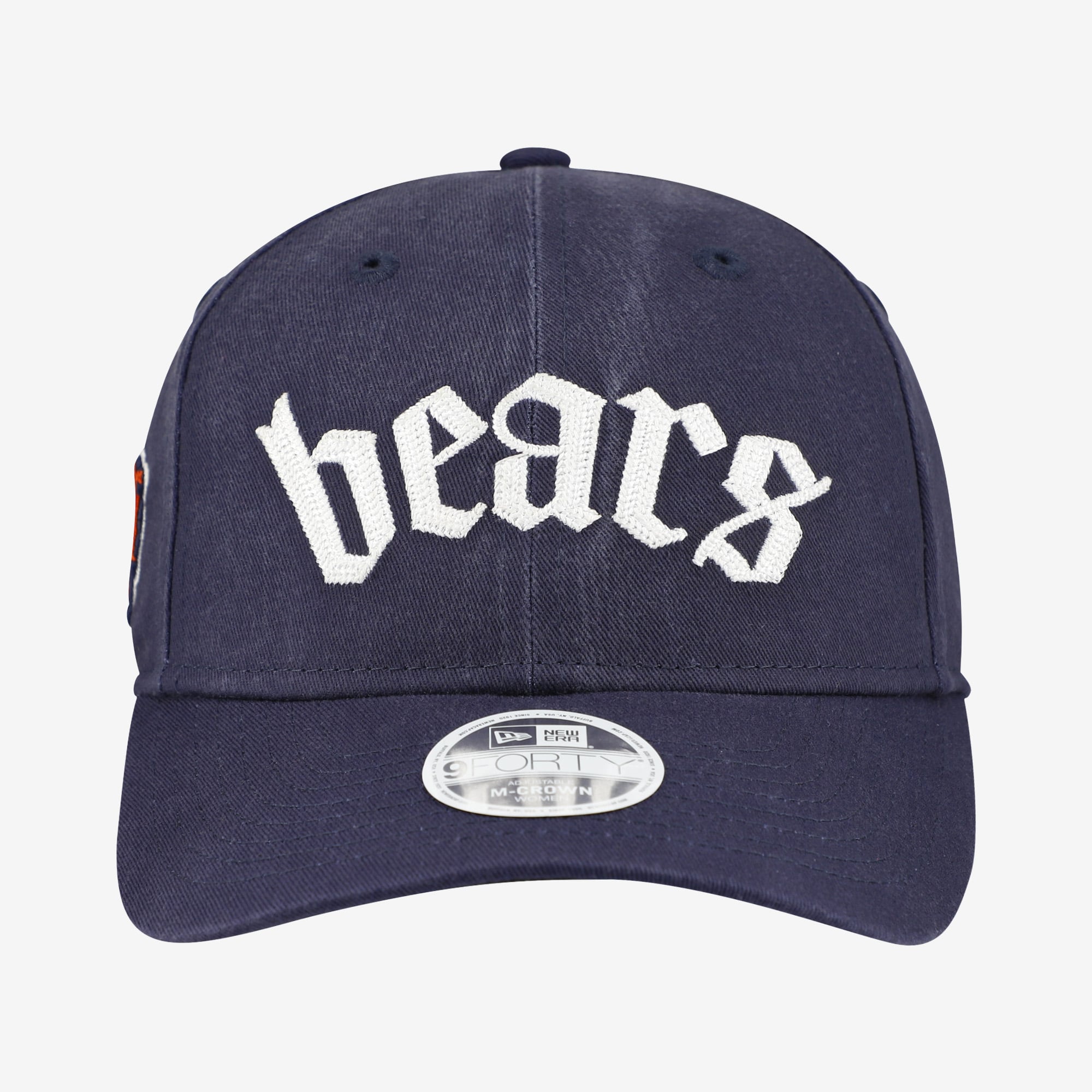 Casquette ajustable New Era 9FORTY M-Crown pour femme, bleu marine, Chicago Bears, police gothique