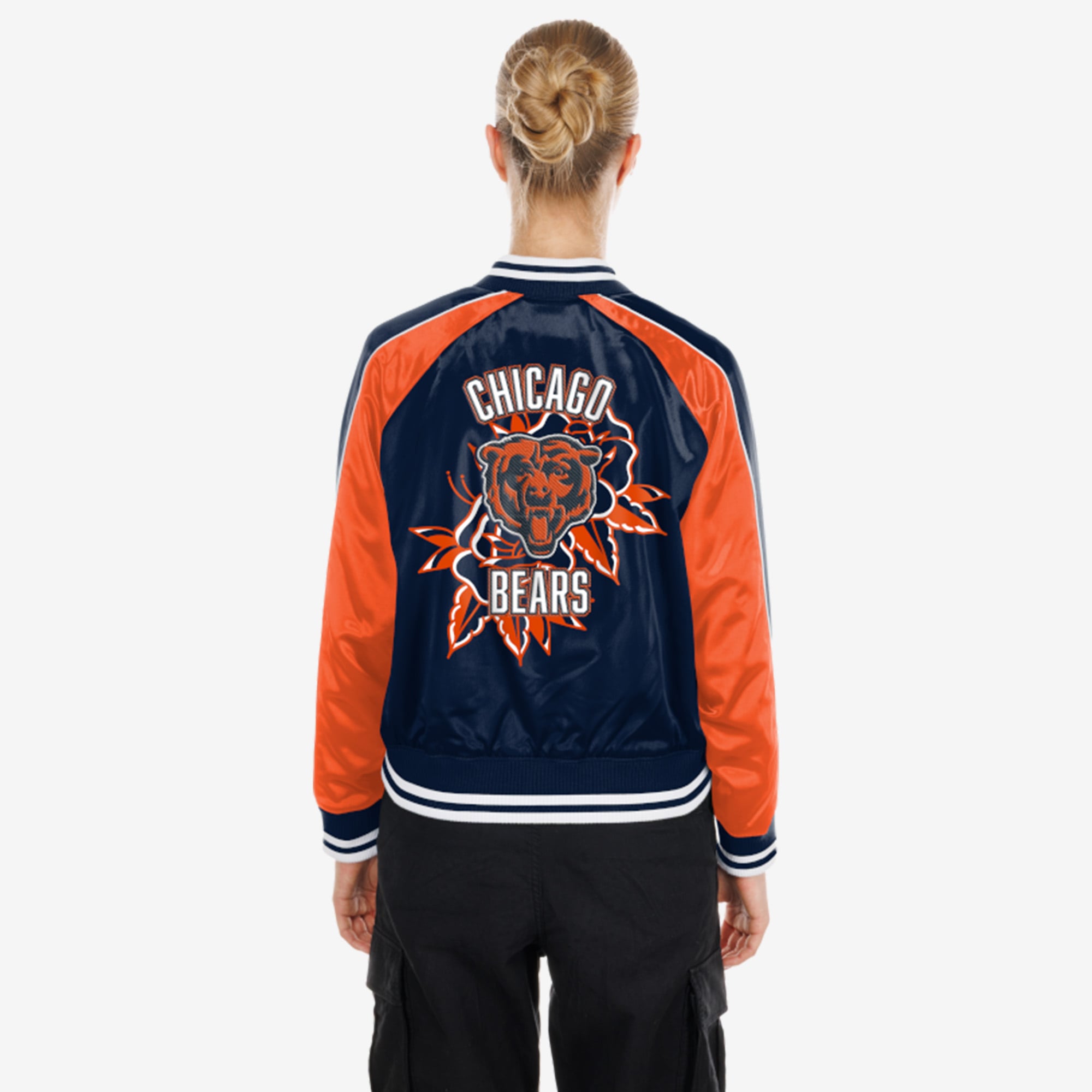 Veste en satin New Era bleu marine Chicago Bears pour femme