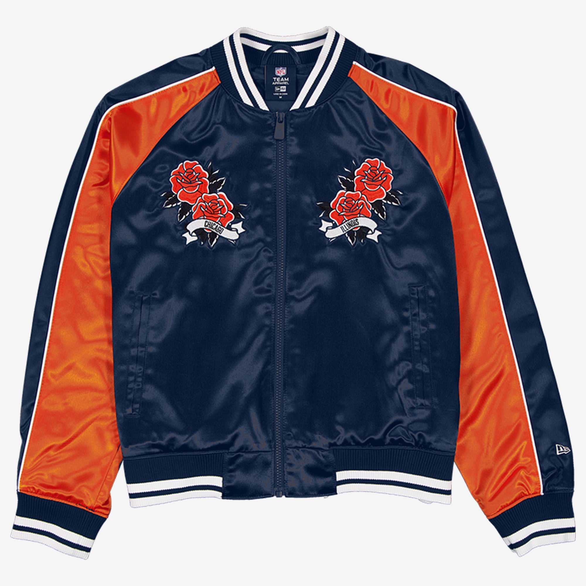 Veste en satin New Era bleu marine Chicago Bears pour femme