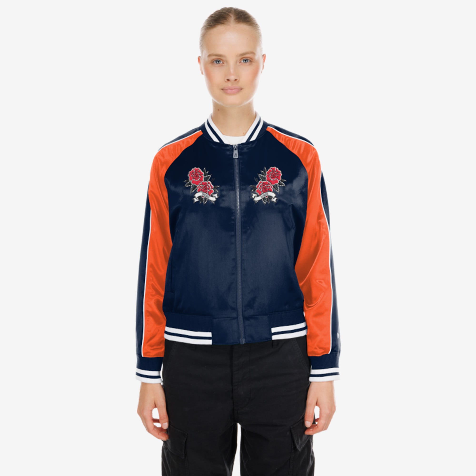 Veste en satin New Era bleu marine Chicago Bears pour femme