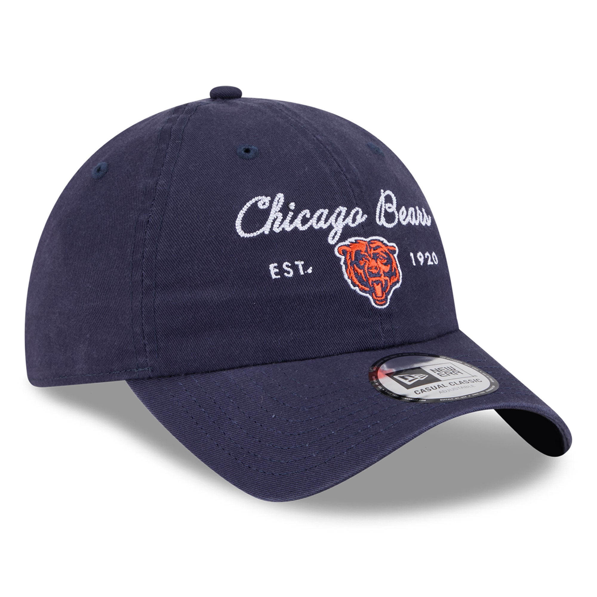 Women's New Era Navy Chicago Bears Script Casual Classic Adjustable Hat
