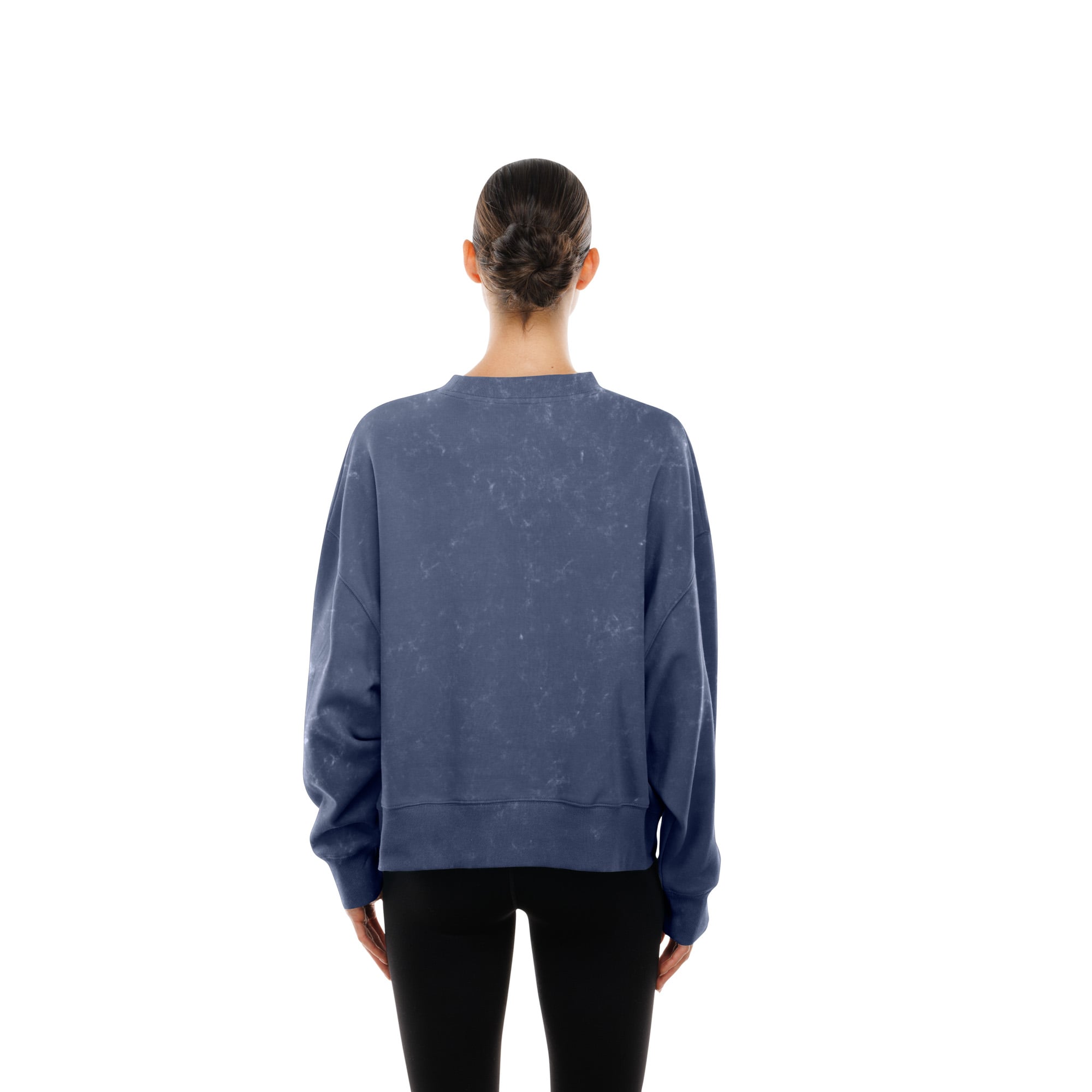 Sweat-shirt à col rond en molleton délavé bleu marine New Era pour femme, style rétro Chicago Bears.