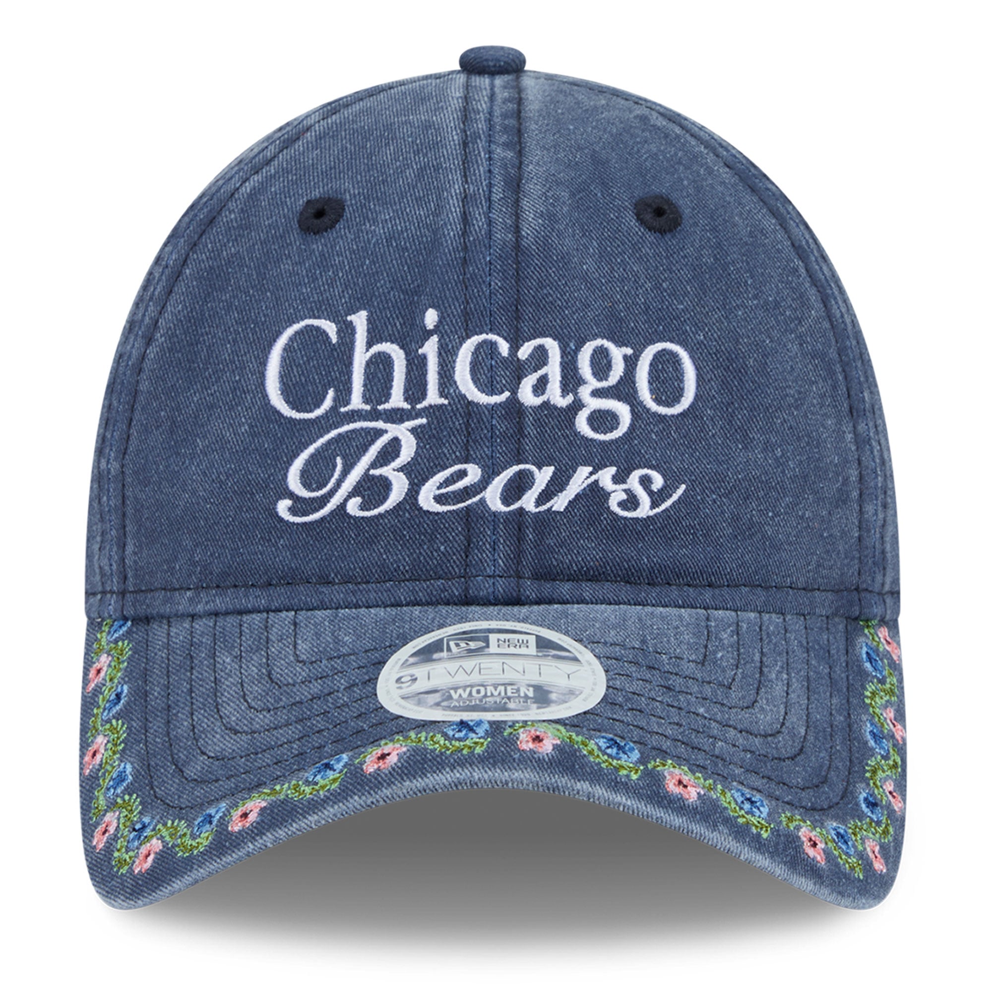 Women's New Era Navy Chicago Bears Washed Floral 9TWENTY Adjustable Hat
