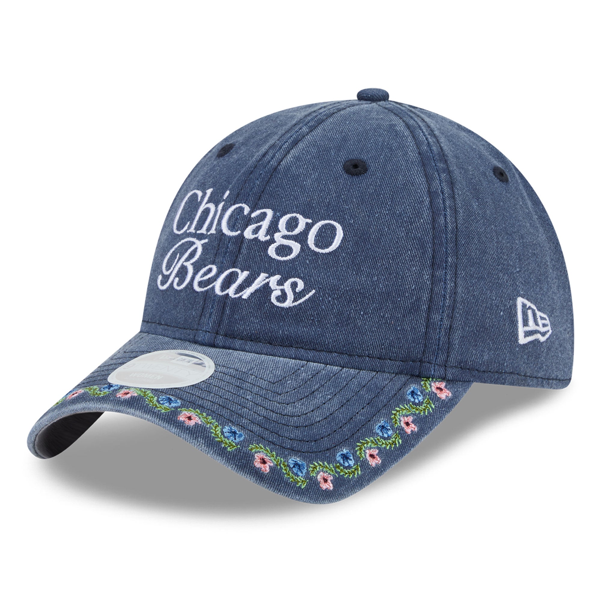 Women's New Era Navy Chicago Bears Washed Floral 9TWENTY Adjustable Hat