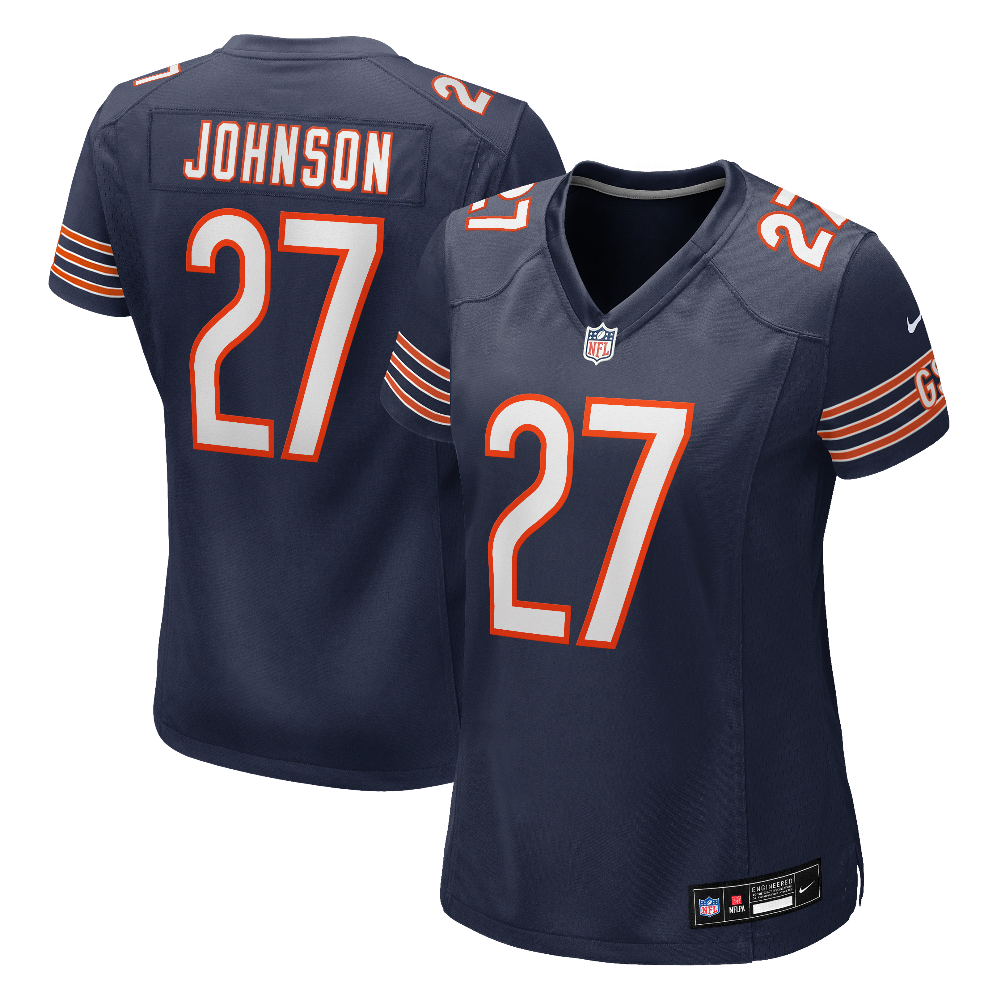 Maillot de match Nike Anthony Johnson bleu marine des Chicago Bears pour femmes
