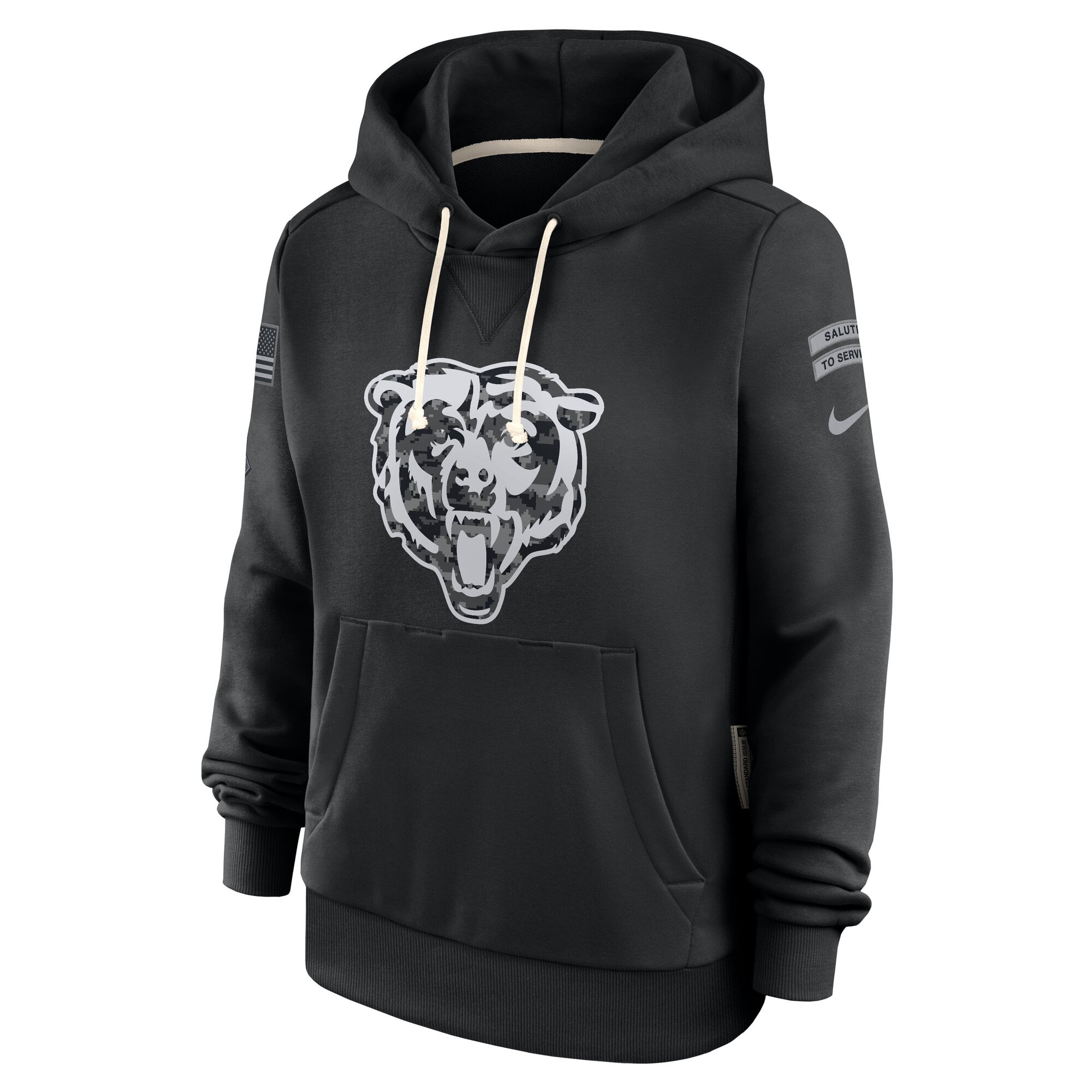 Sweat à capuche Nike Dri-FIT noir pour femme, Chicago Bears 2026 Salute to Service, collection Sideline.