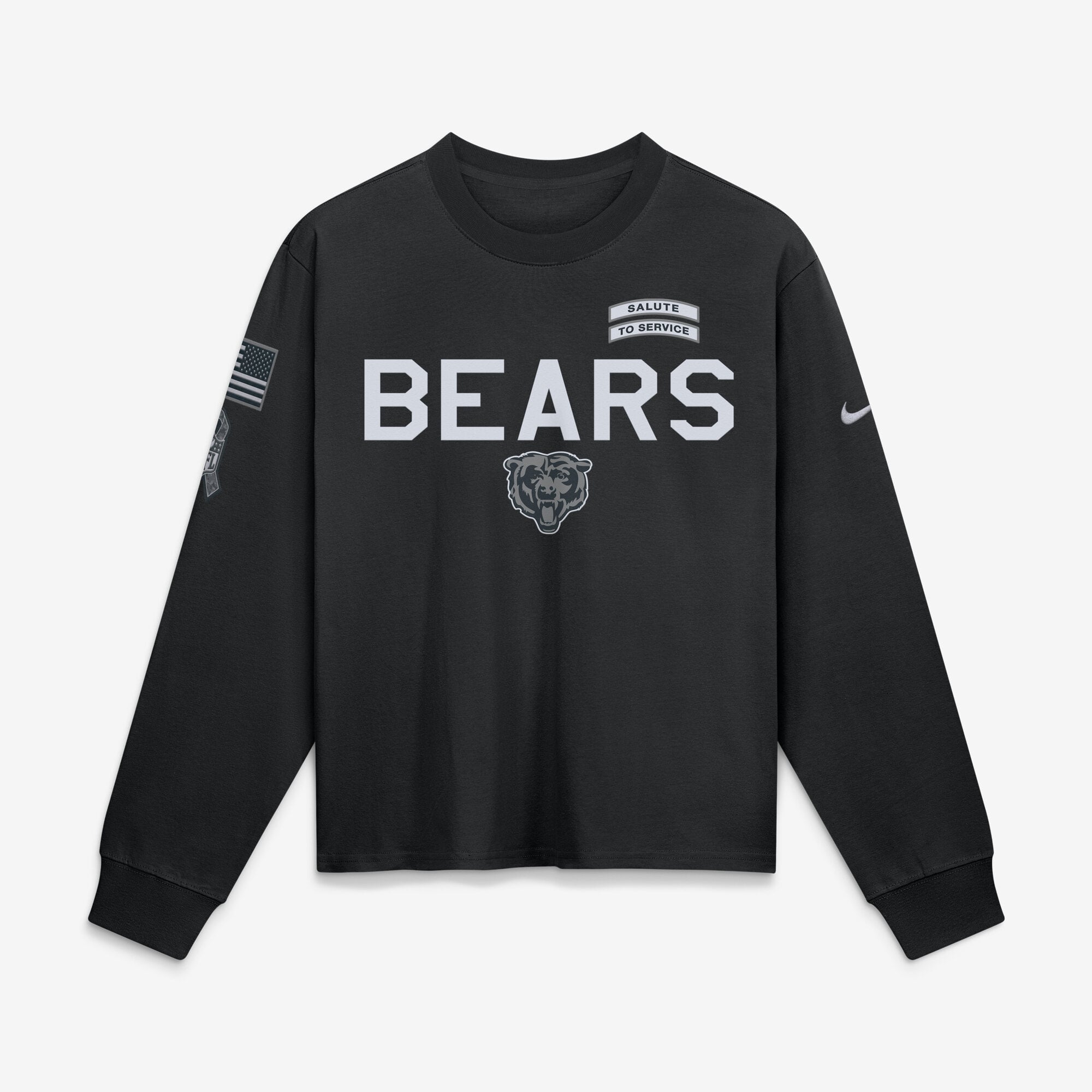 T-shirt à manches longues Nike Black Chicago Bears 2026 Salute to Service pour femme