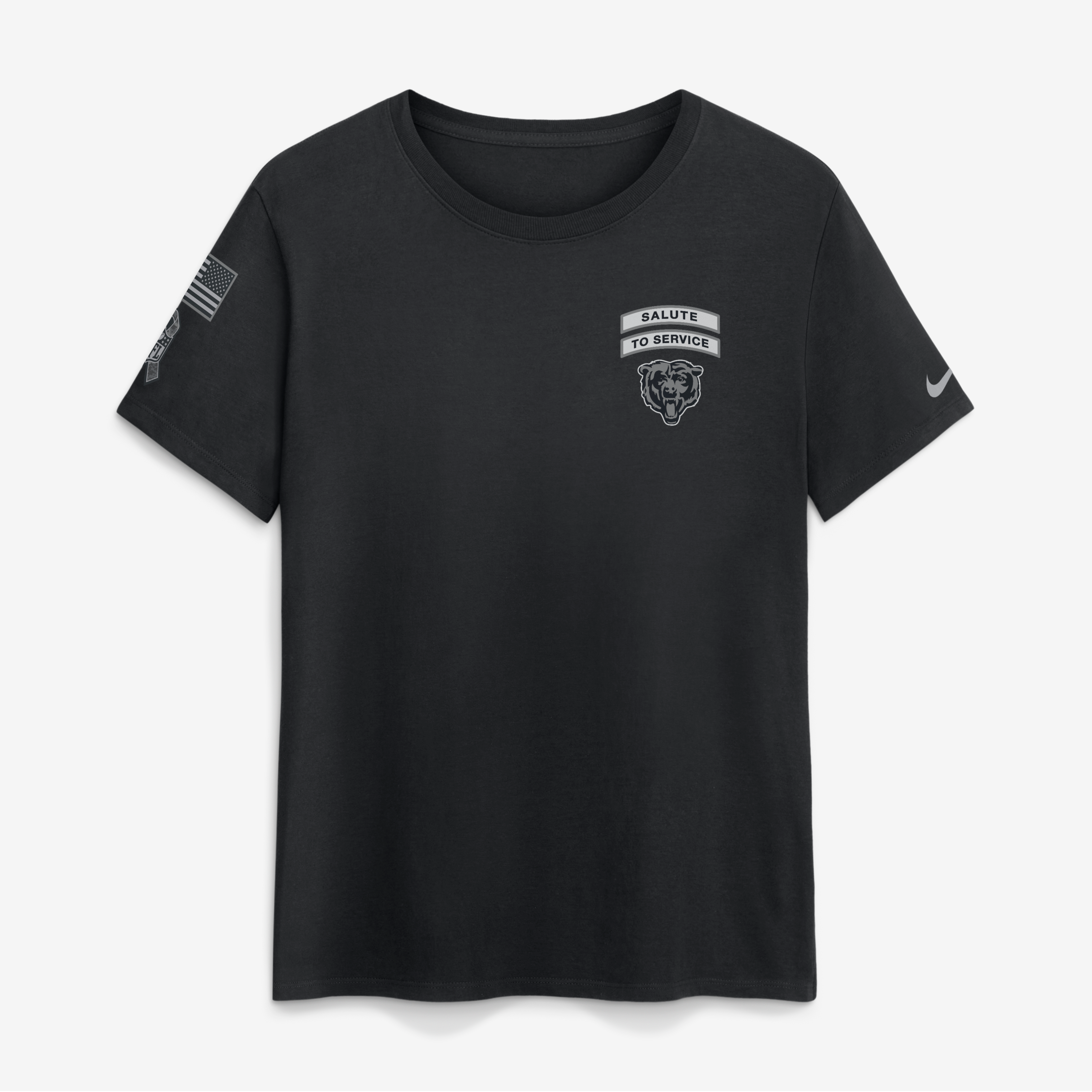 T-shirt Nike noir pour femmes Chicago Bears 2026 Salute to Service