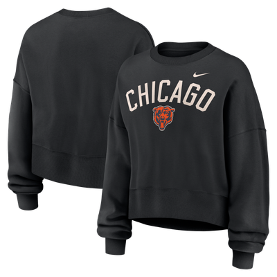 Chicago Bears Nike Women's Oversized High Hip Legacy Arch Phoenix Fleece Sweatshirt - Black