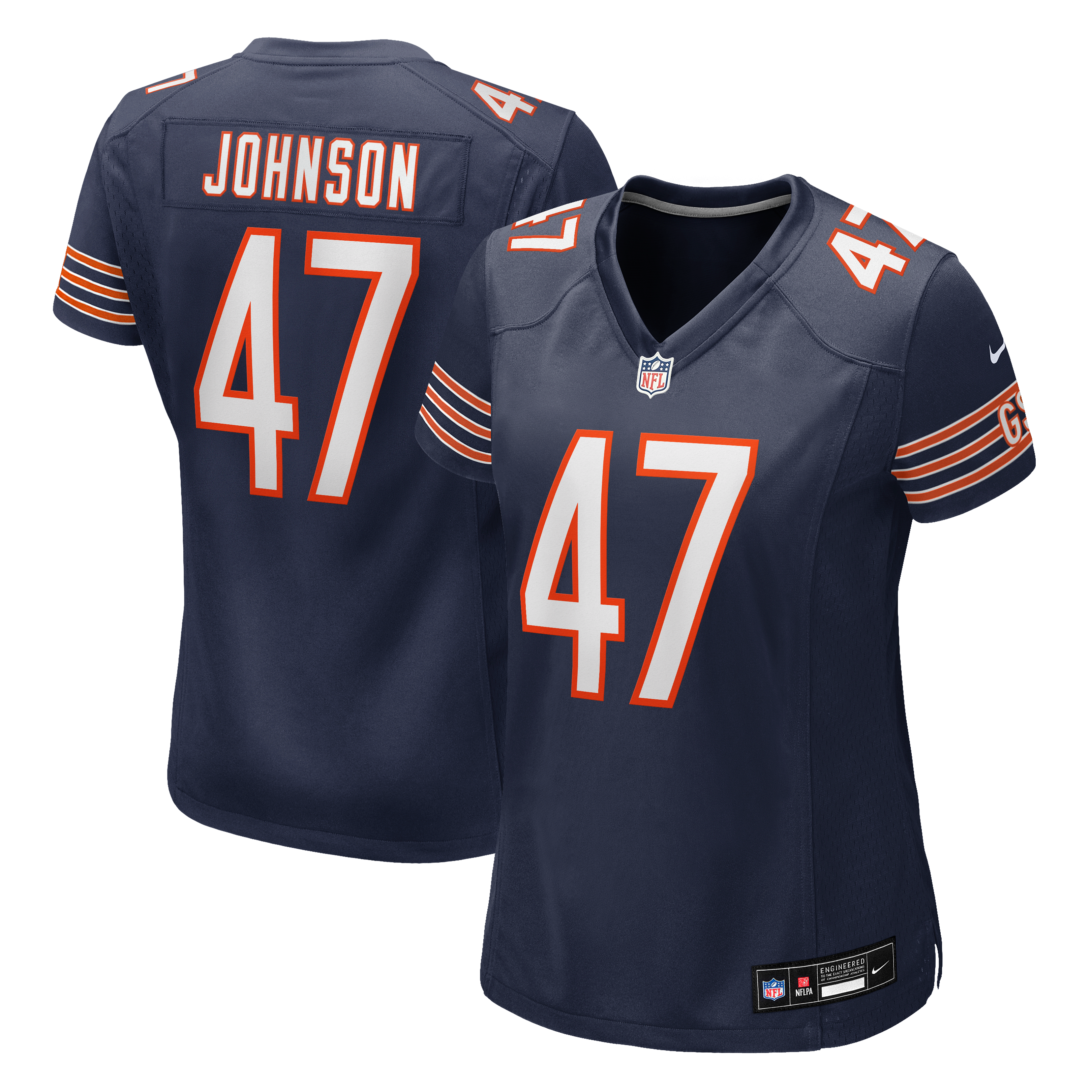 Maillot de match Nike Buddy Johnson bleu marine des Chicago Bears pour femmes