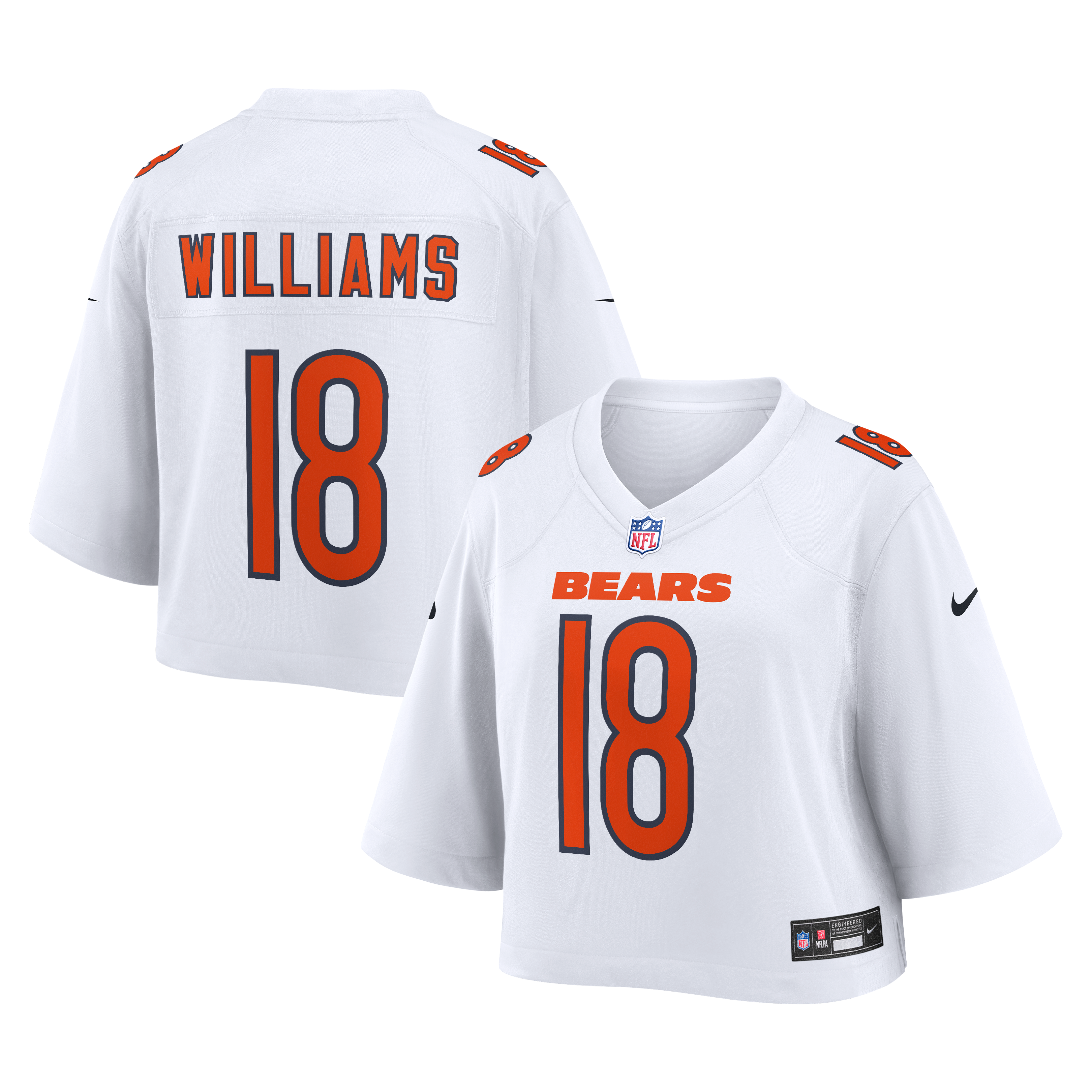 Maillot de match court Nike Caleb Williams blanc des Chicago Bears pour femmes