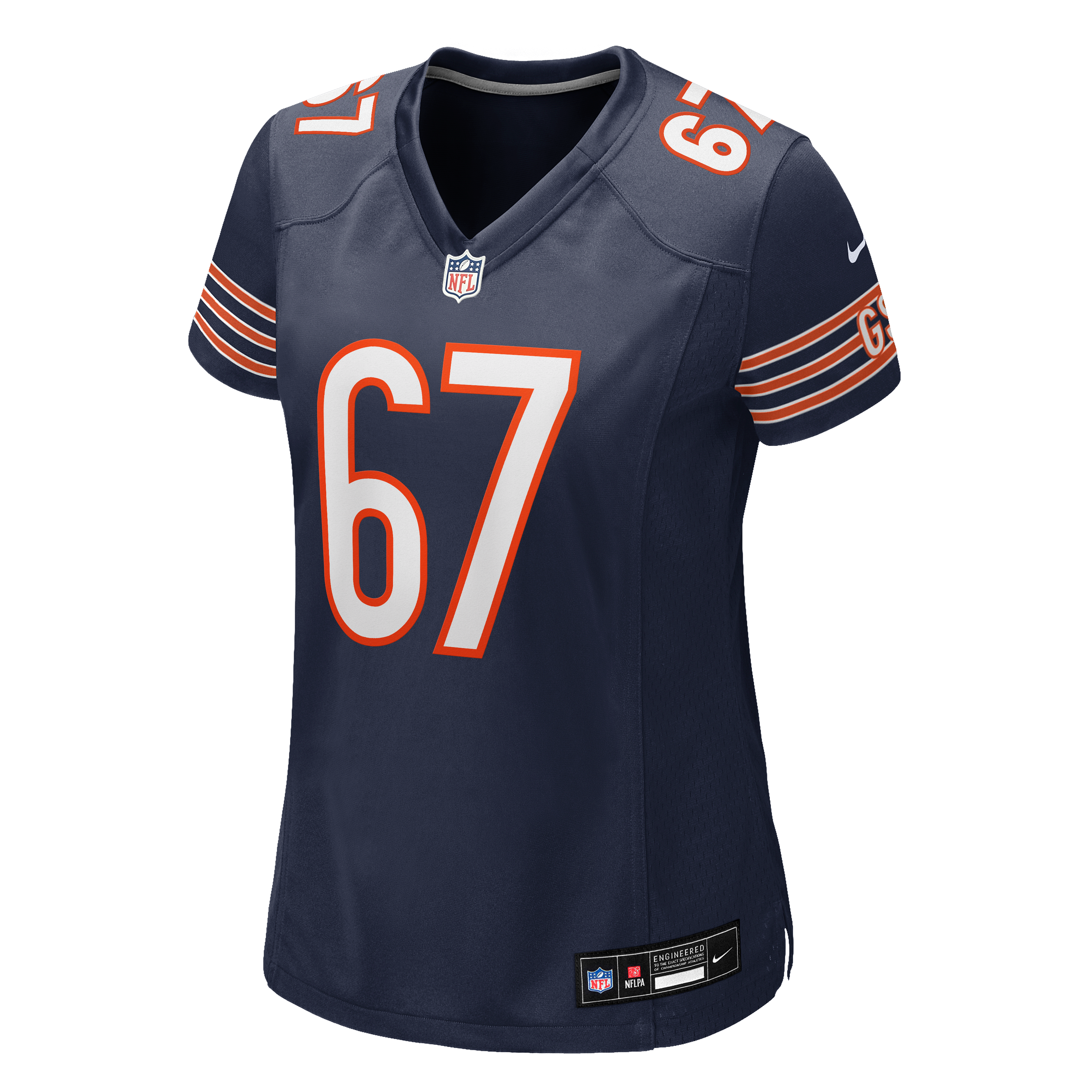 Maillot de match Nike Garrett Bradbury bleu marine des Chicago Bears pour femmes
